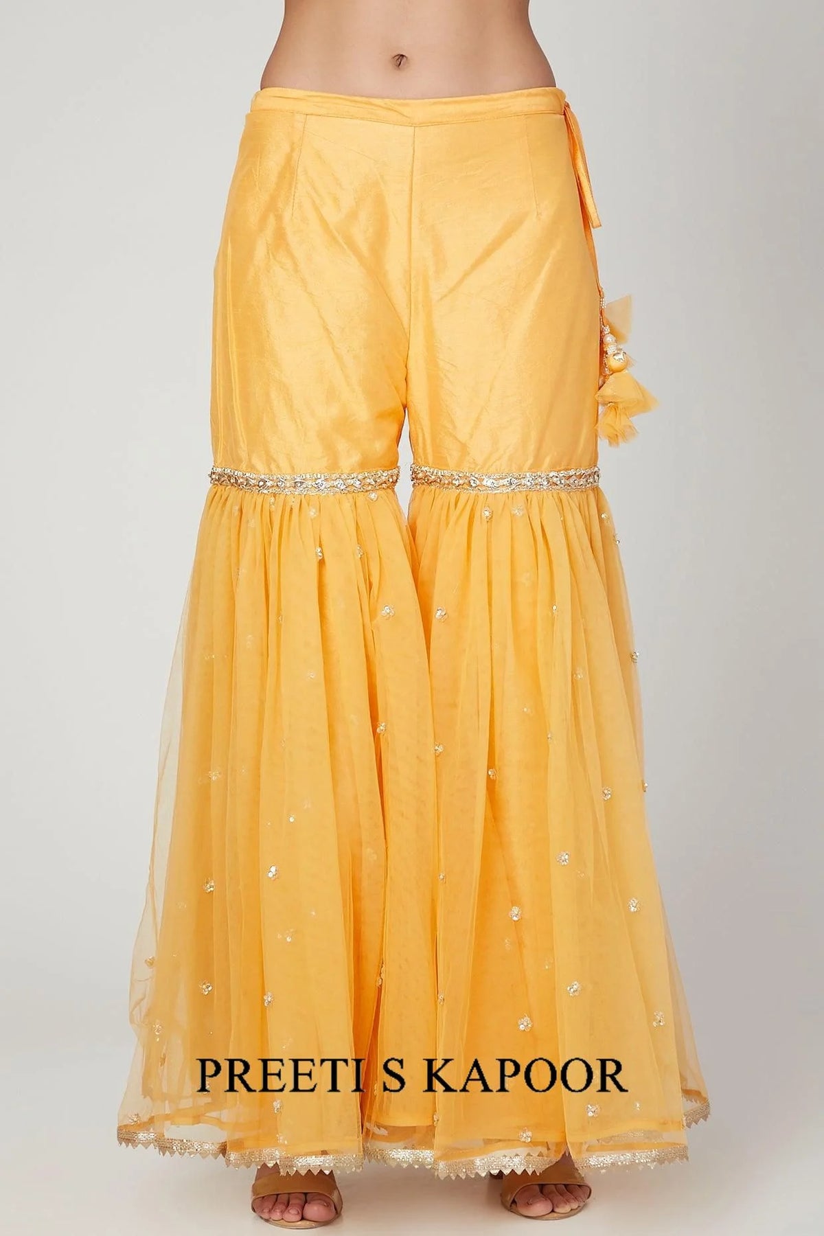 Mustard Gota Embroidered Gharara Set - Preeti S Kapoor