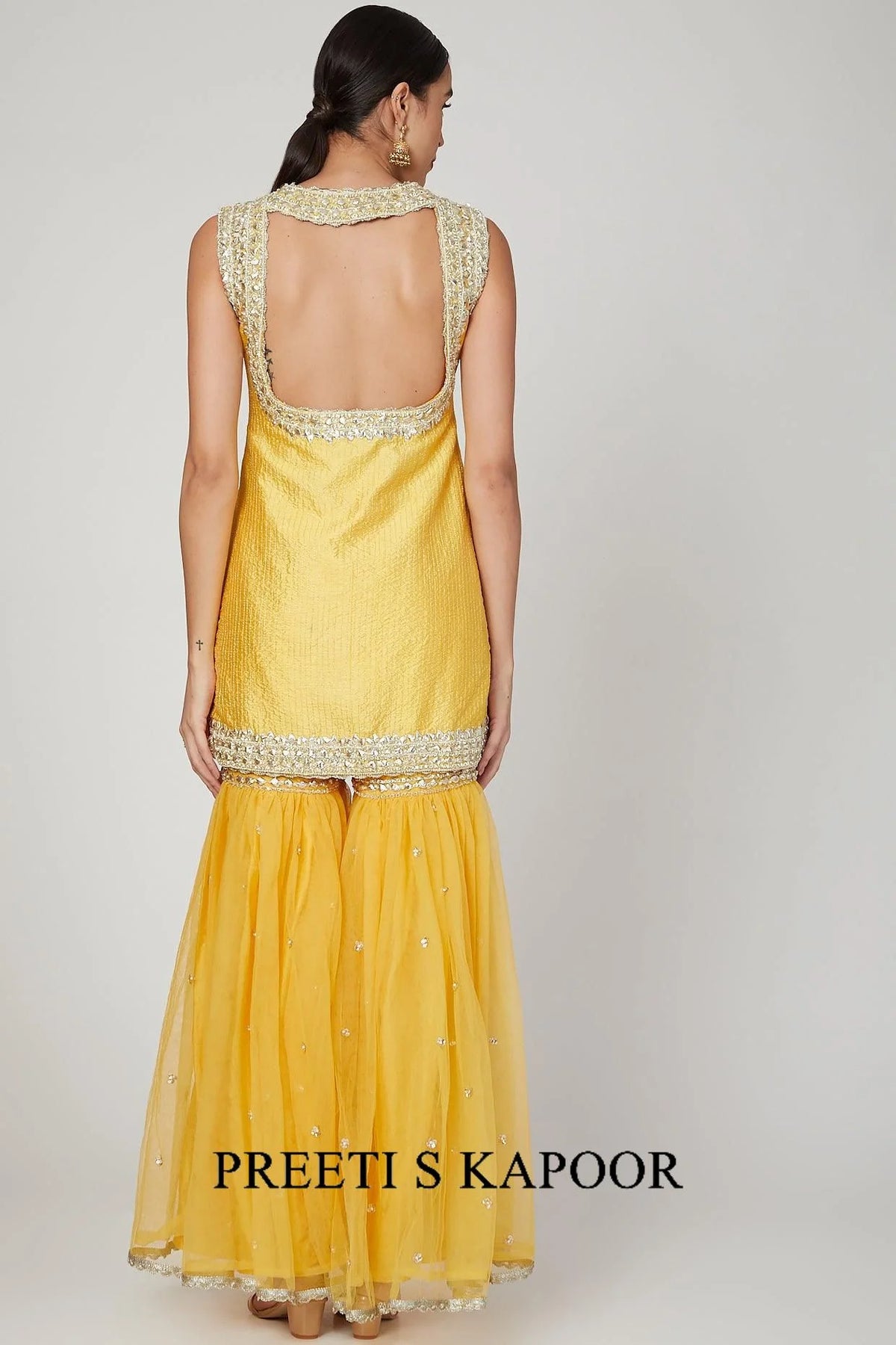 Yellow Embroidered Gharara Set - Preeti S Kapoor