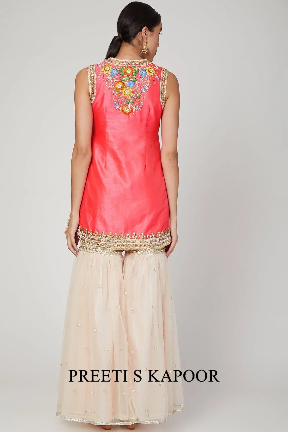 Bright Pink Embroidered Gharara Set - Preeti S Kapoor