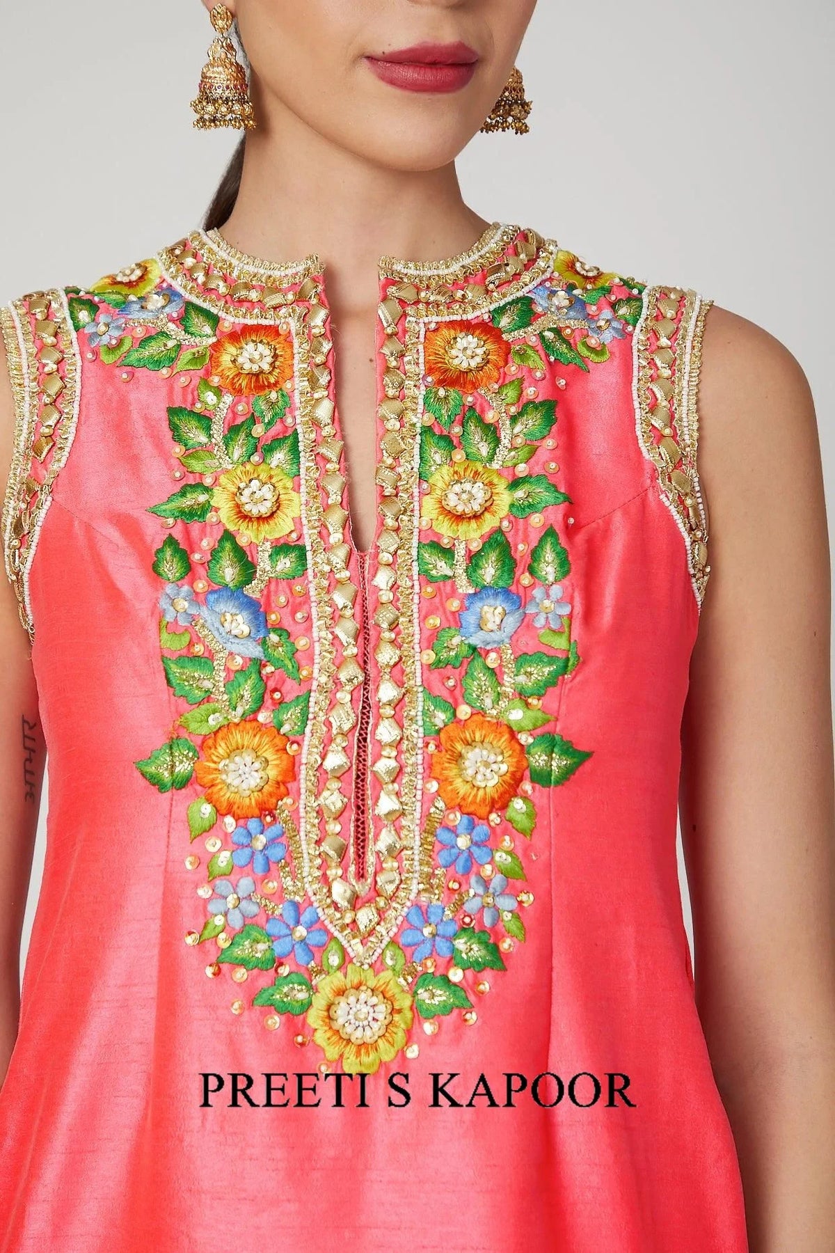 Bright Pink Embroidered Gharara Set - Preeti S Kapoor