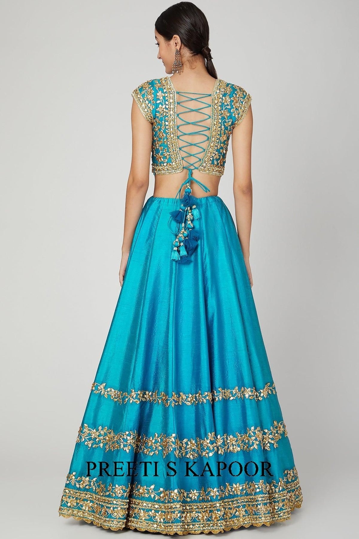 Turquoise Embroidered Lehenga Set - Preeti s kapoor