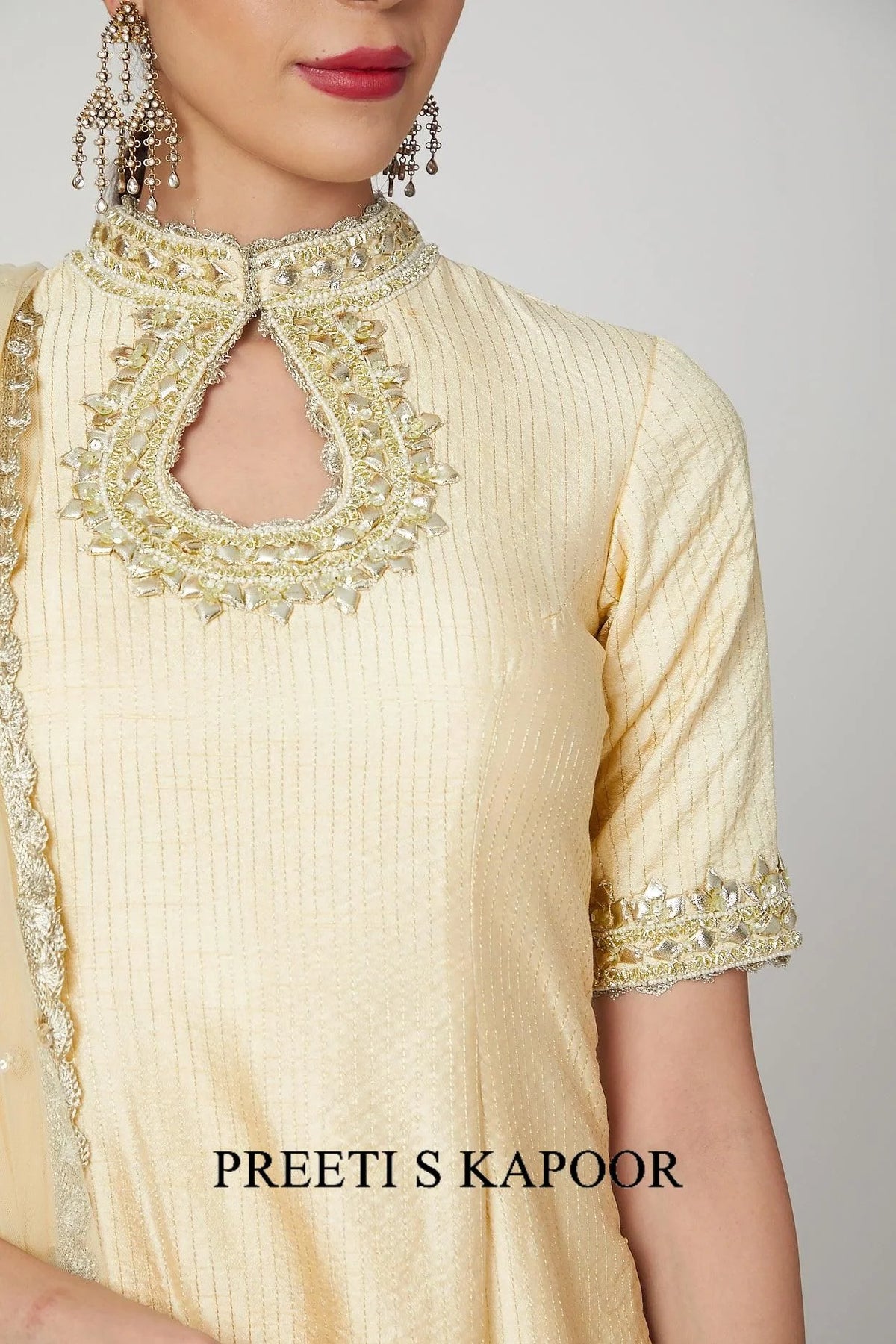 Beige Embroidered Gharara Set - Preeti S Kapoor
