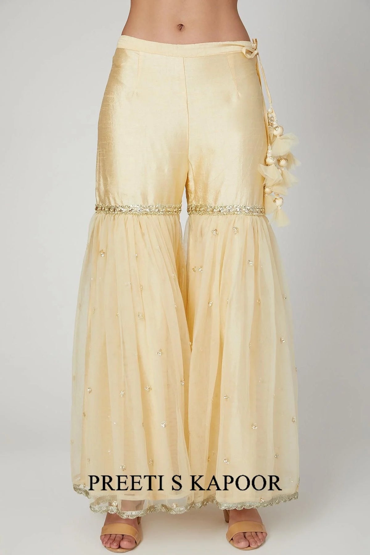 Beige Embroidered Gharara Set - Preeti S Kapoor