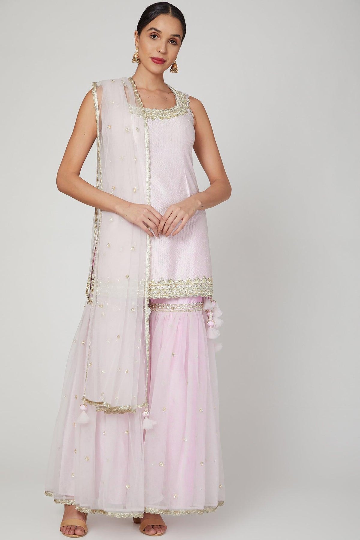 Lavender Embroidered Gharara Set - Preeti s kapoor