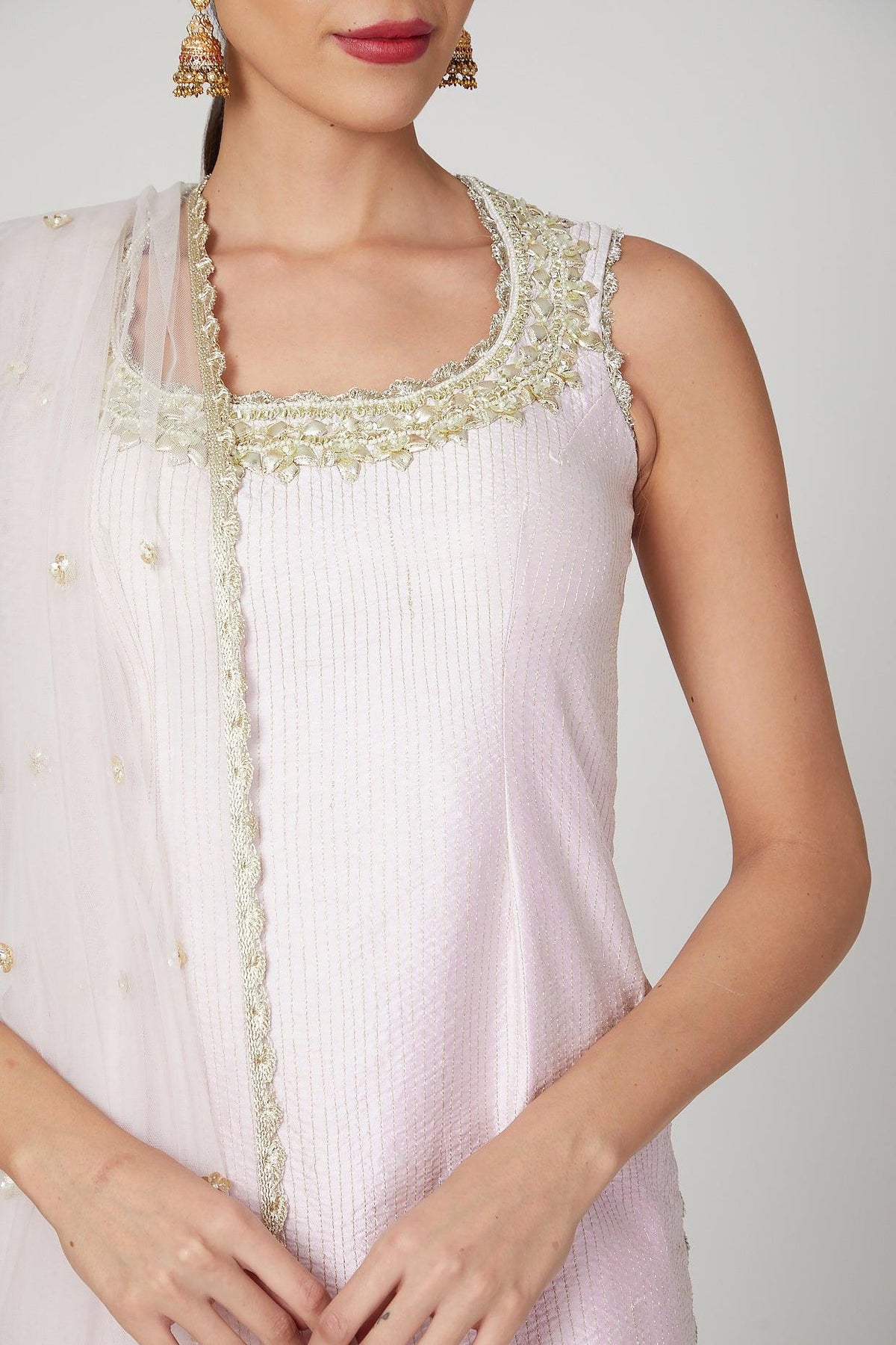 Lavender Embroidered Gharara Set - Preeti s kapoor