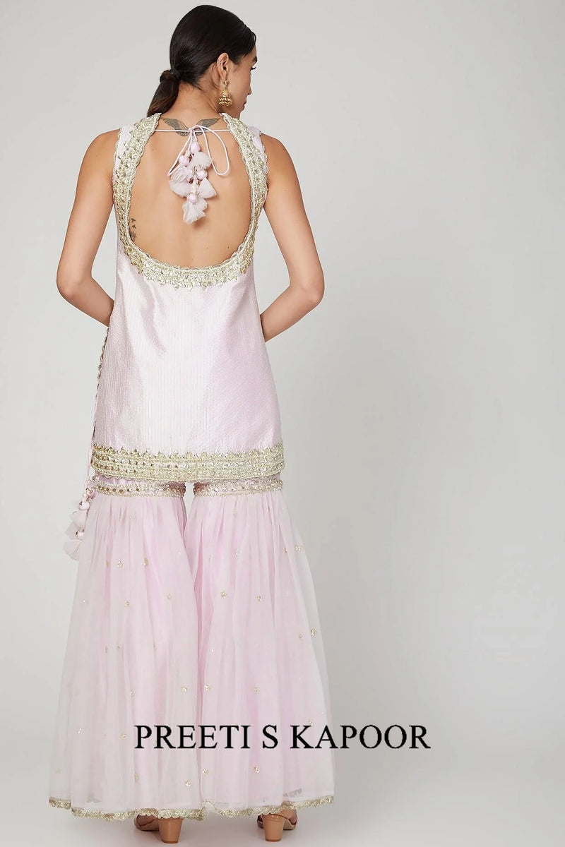 Lavender Embroidered Gharara Set - Preeti S Kapoor