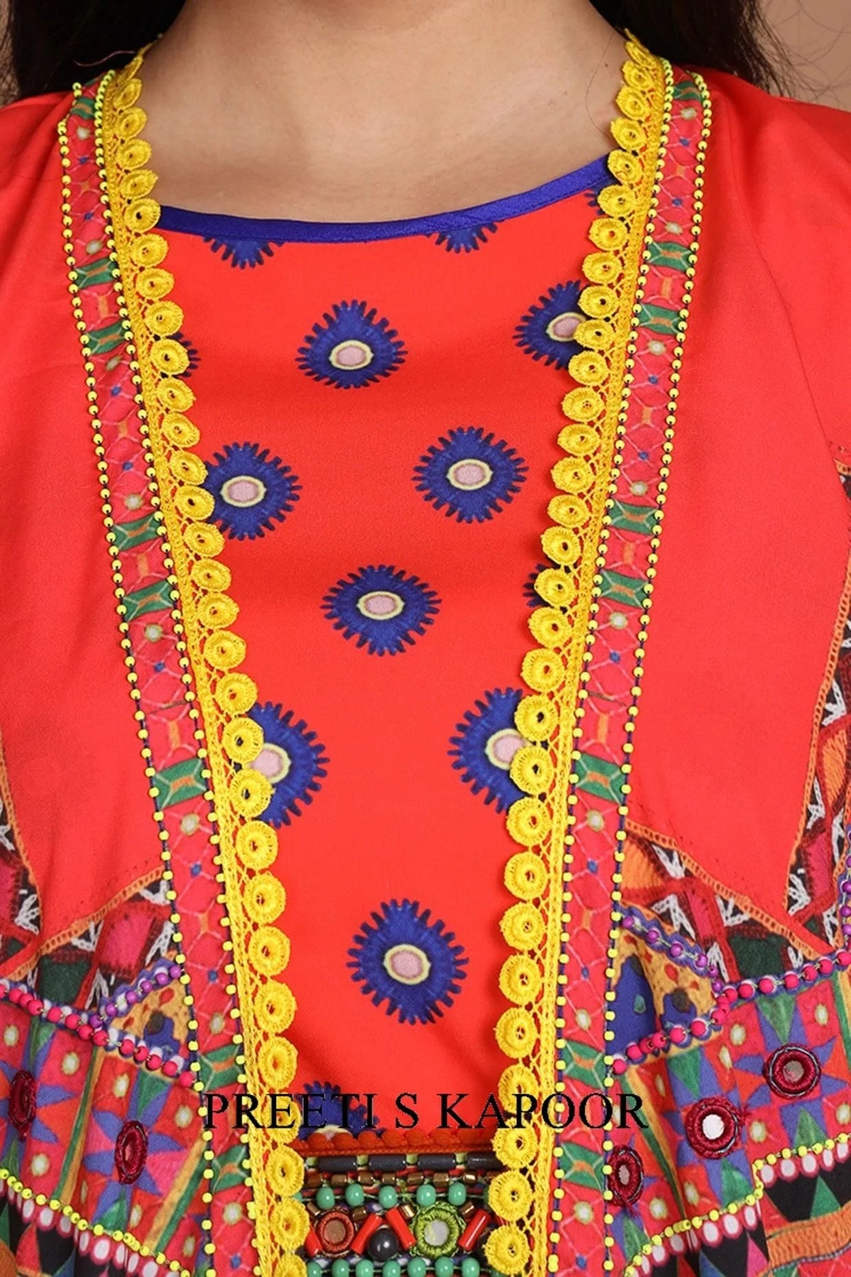 Red Embroidered Jacket Set With Belt - Preeti S Kapoor
