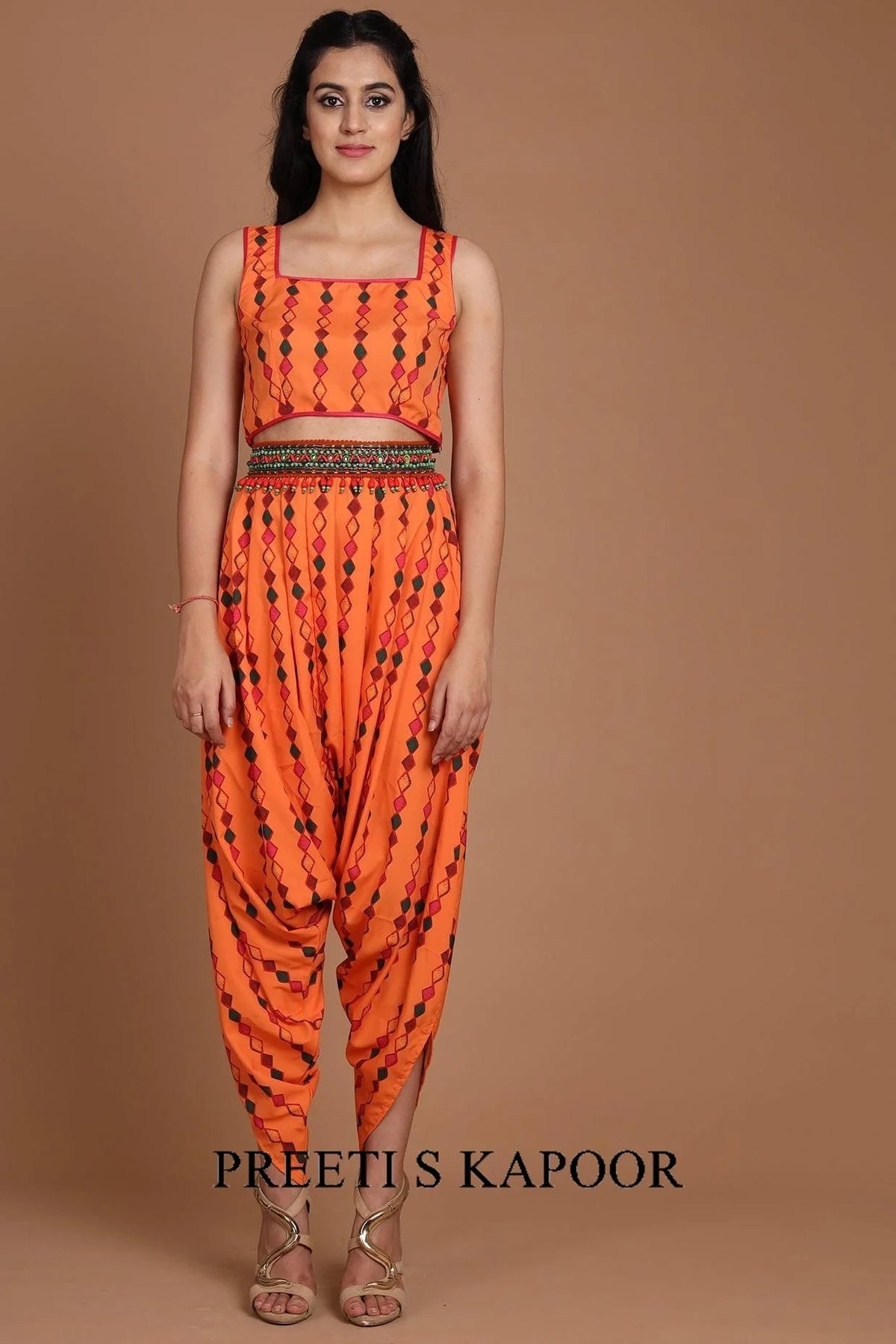 Orange Embroidered & Printed Jacket Set - Preeti S Kapoor