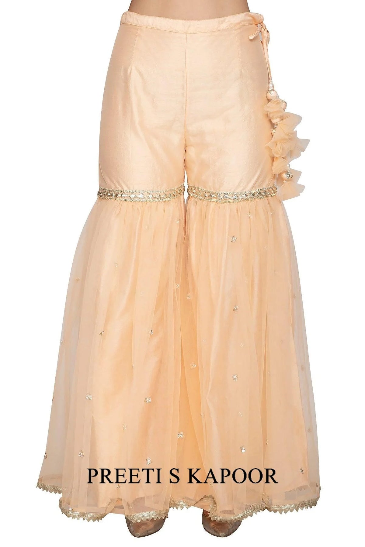 Light Peach Embroidered Gharara Set - Preeti S Kapoor