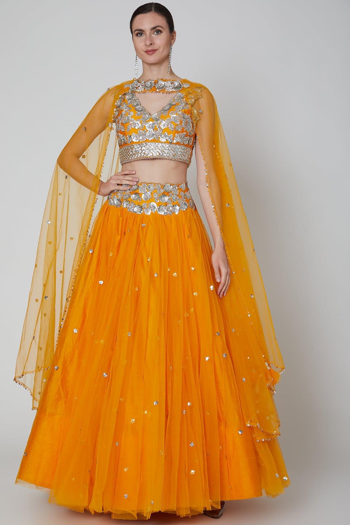 Orange Embroidered Lehenga Set - Preeti s kapoor