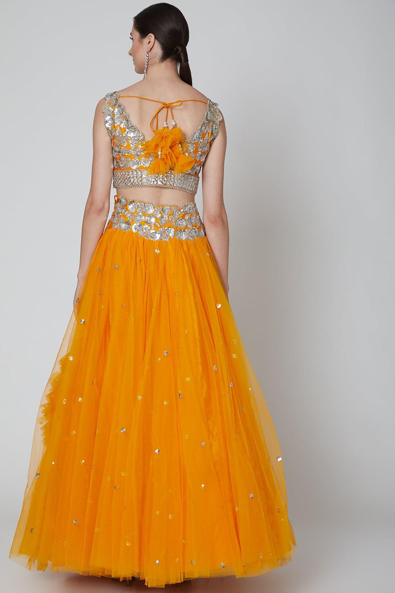 Orange Embroidered Lehenga Set - Preeti s kapoor