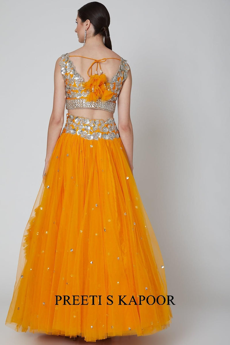 Orange Embroidered Lehenga Set - Preeti s kapoor