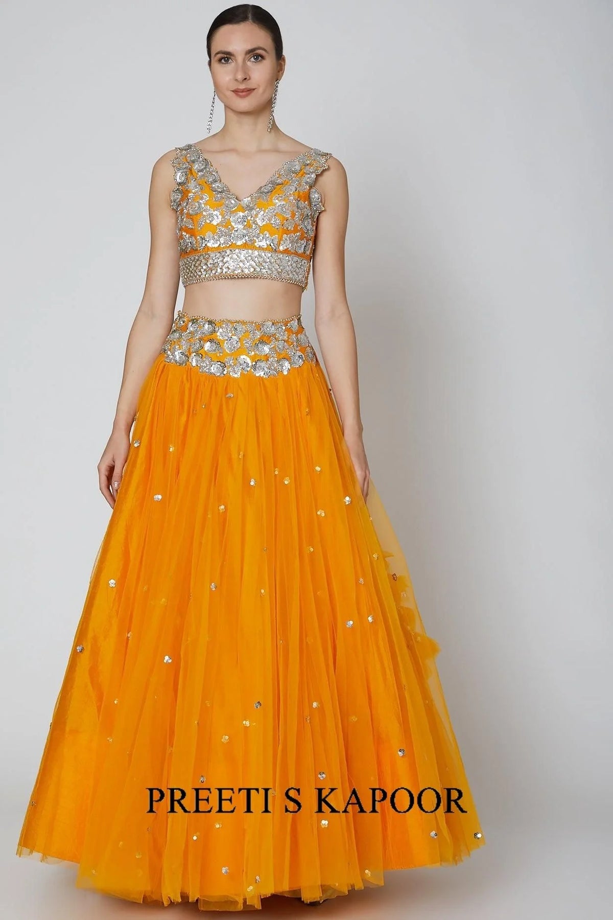 Orange Embroidered Lehenga Set - Preeti S Kapoor