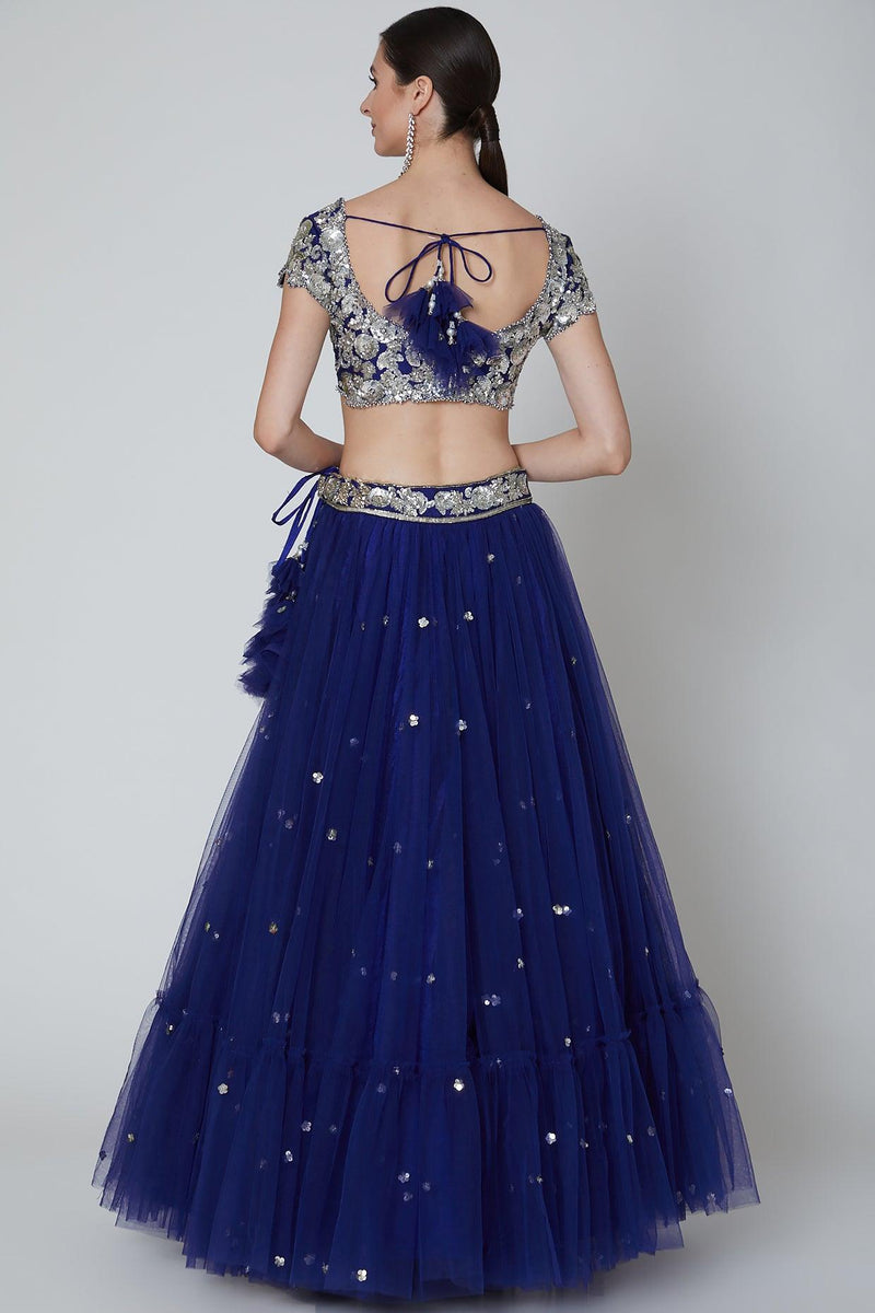 Royal Blue Embroidered Lehenga Set - Preeti s kapoor