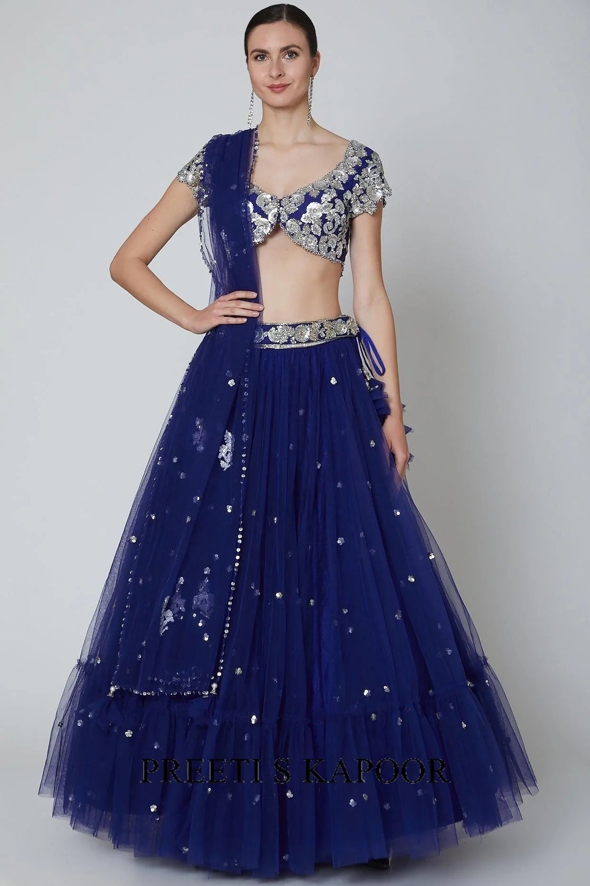 Royal Blue Embroidered Lehenga Set - Preeti S Kapoor