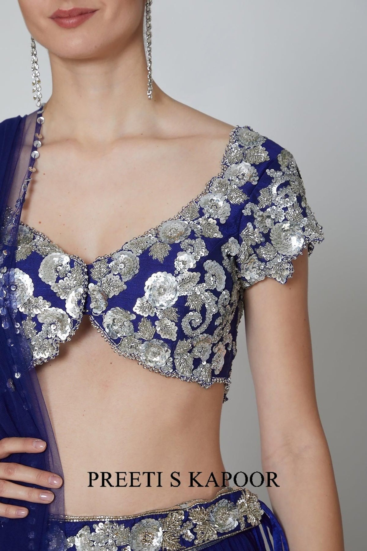 Royal Blue Embroidered Lehenga Set - Preeti s kapoor