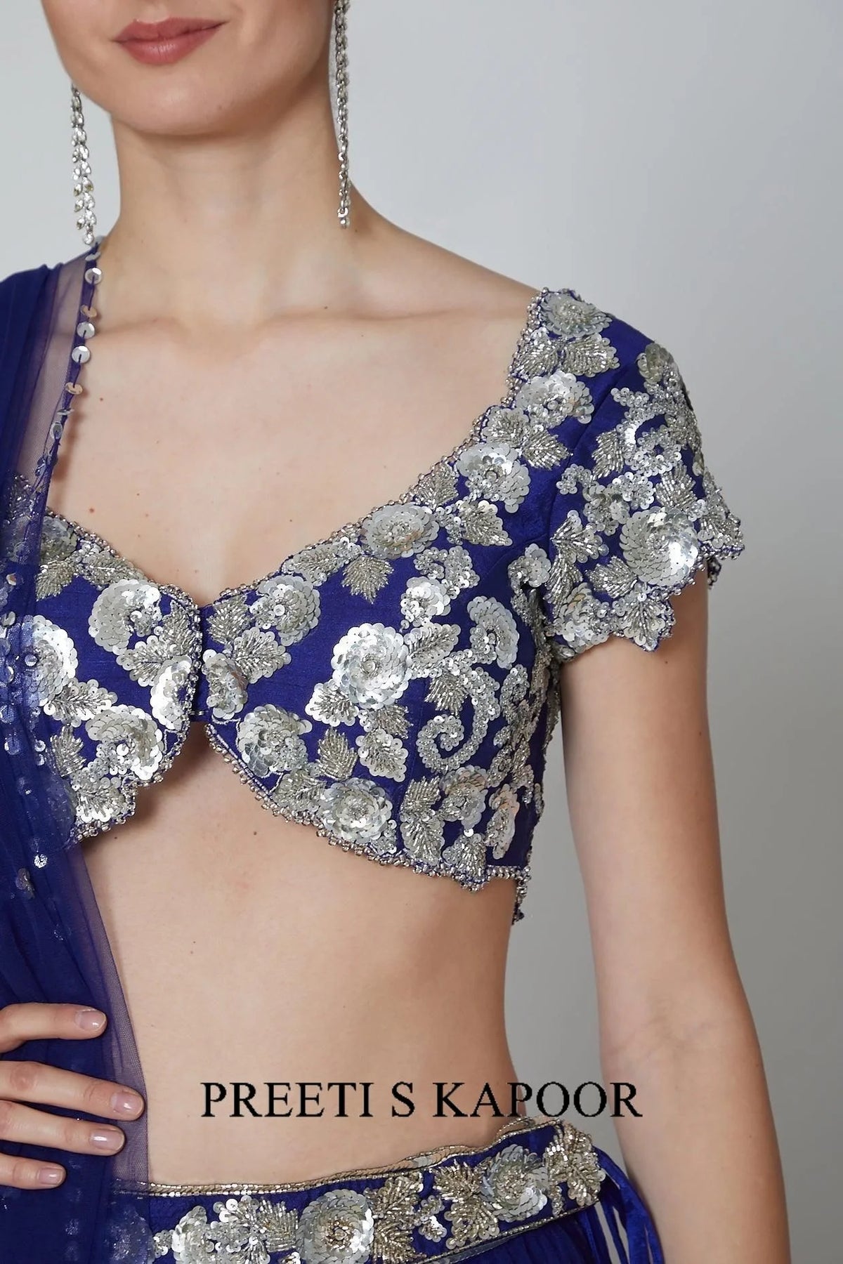 Royal Blue Embroidered Lehenga Set - Preeti S Kapoor
