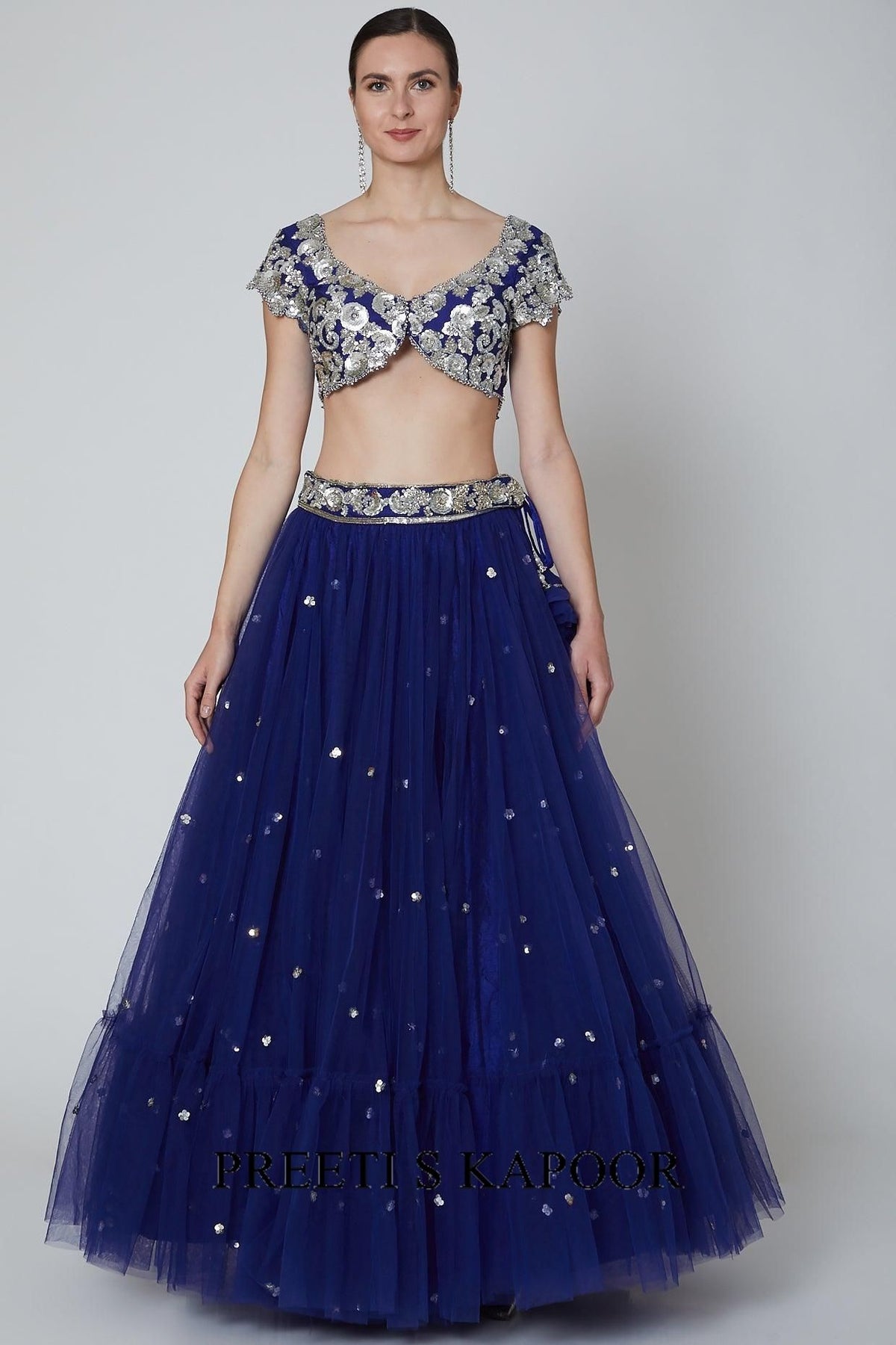 Royal Blue Embroidered Lehenga Set - Preeti s kapoor