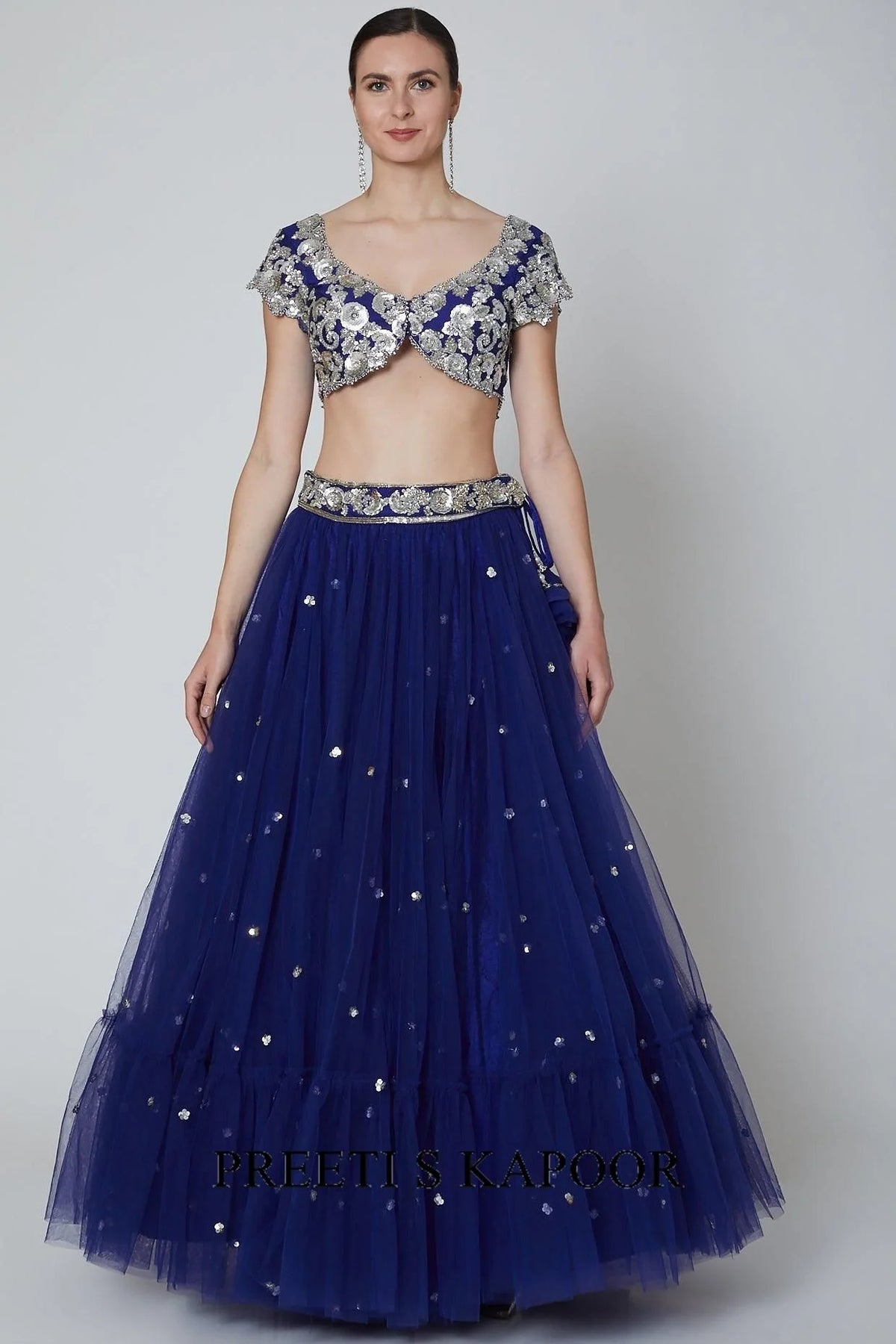 Royal Blue Embroidered Lehenga Set - Preeti S Kapoor