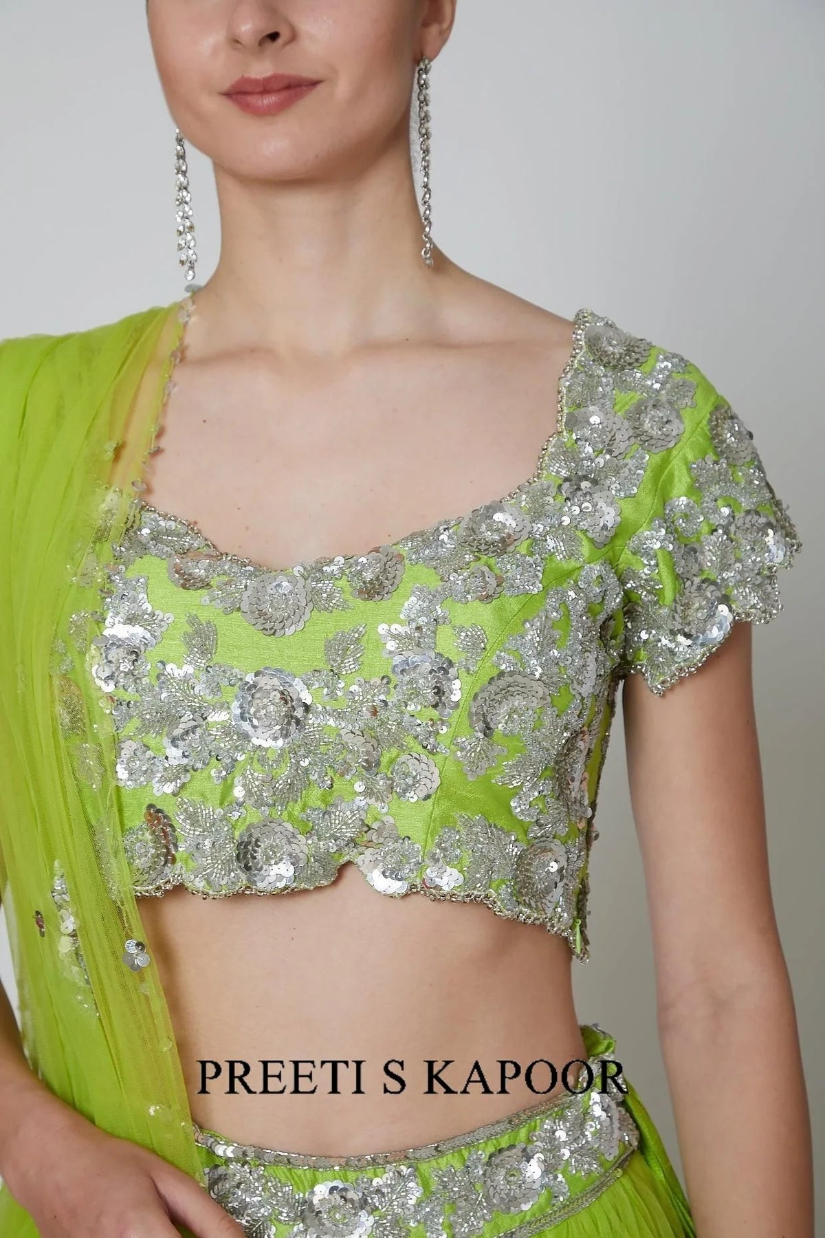 Lime Green Embroidered Lehenga Set - Preeti S Kapoor