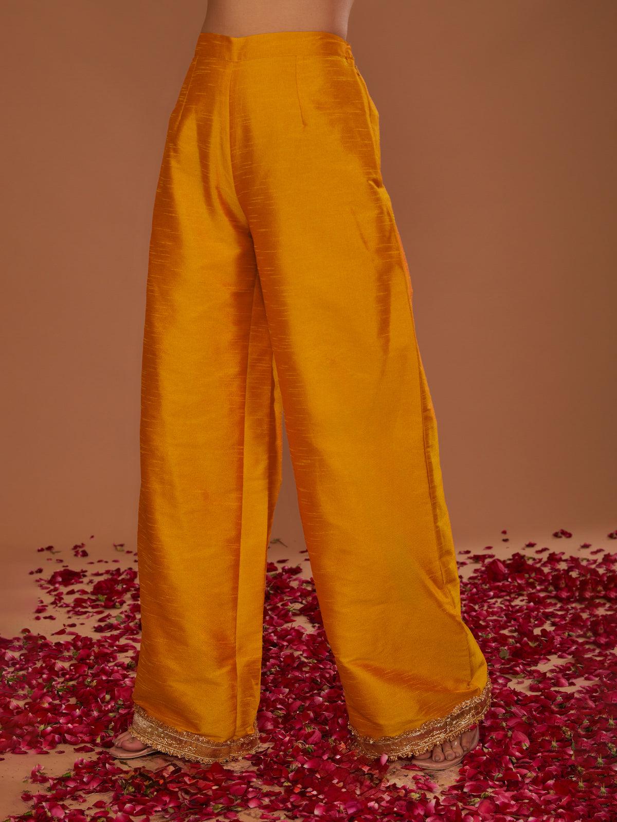 PEACHY ORANGE LONG KURTA WITH STRAIGHT PANT AND DUPATTA - Preeti s kapoor