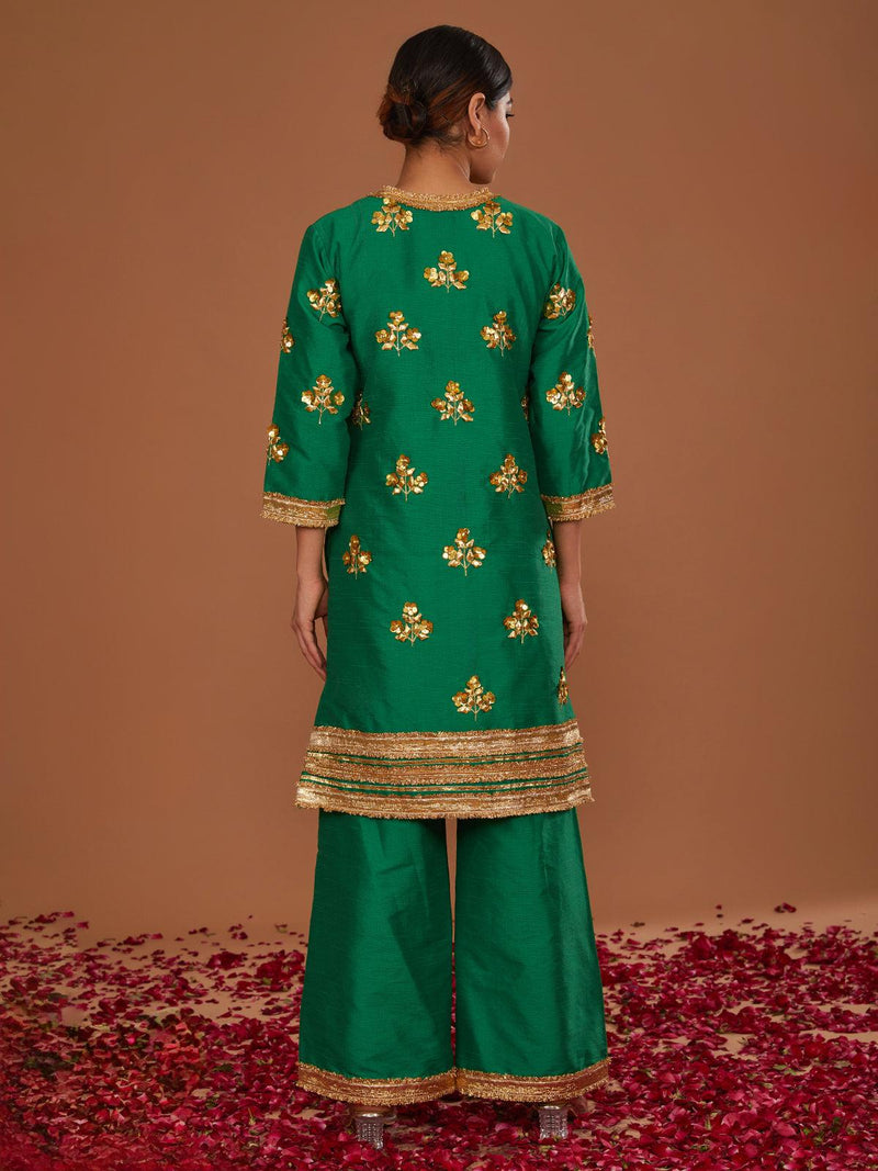 GREEN KURTA WITH PANT AND GREEN DUPATTA - Preeti s kapoor