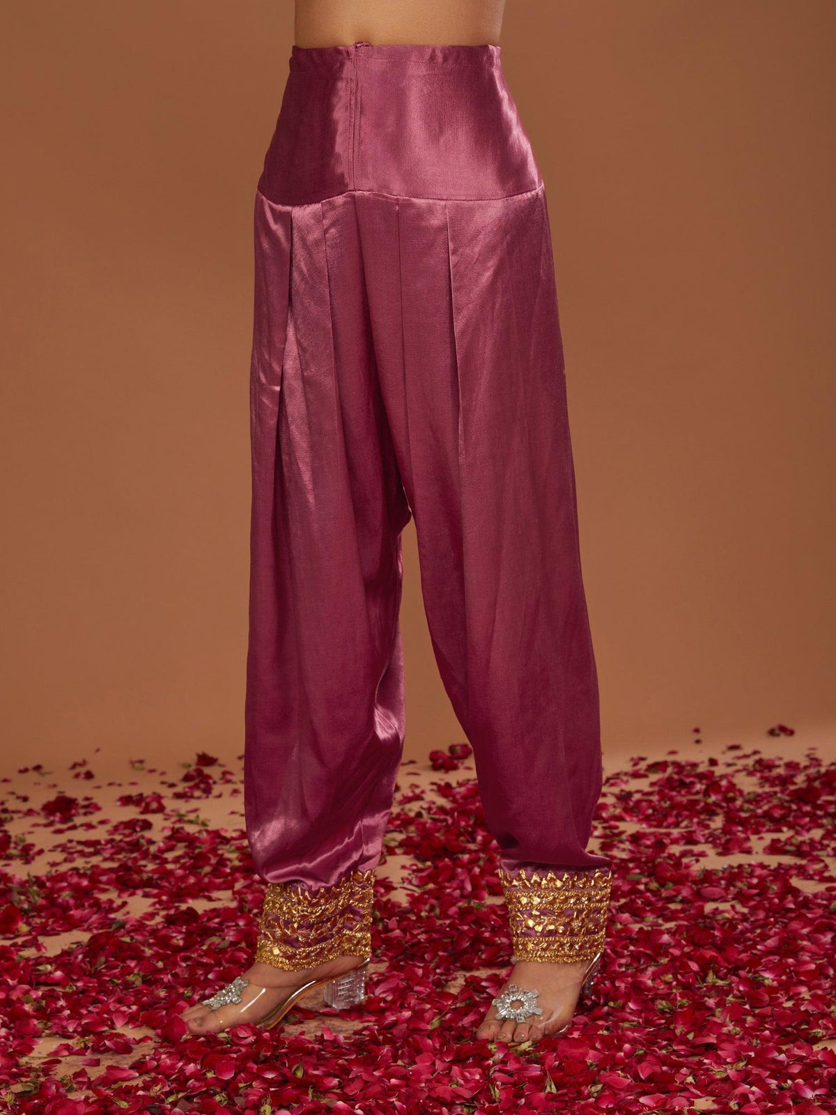 Rose Pink Mashru Silk Hand Embellished Kurta Set - Preeti s kapoor