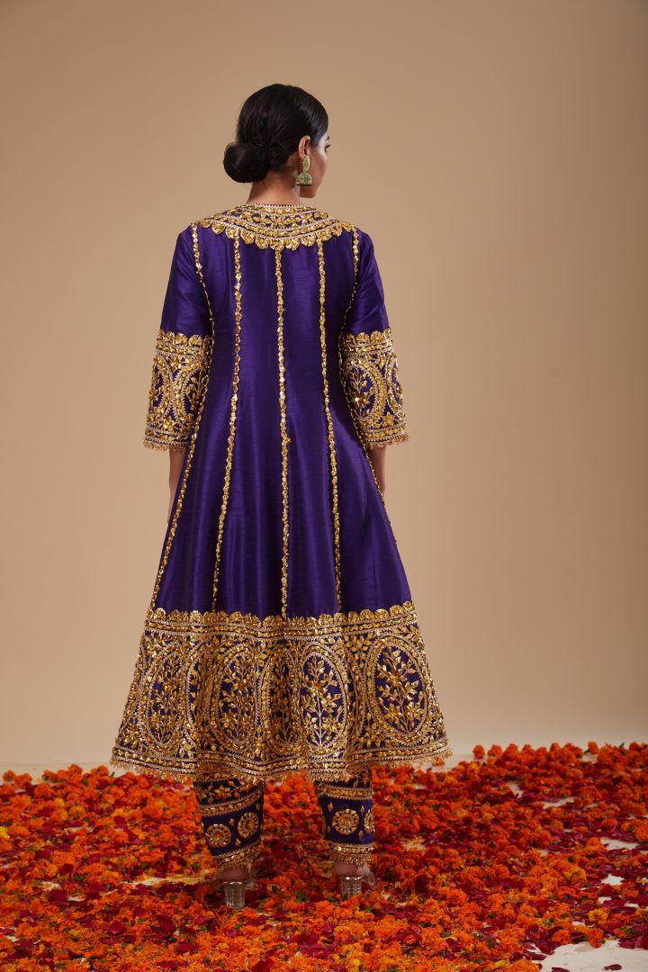 A Midnight Blue Long Anarkali-Salwar & Dupatta - Preeti s kapoor