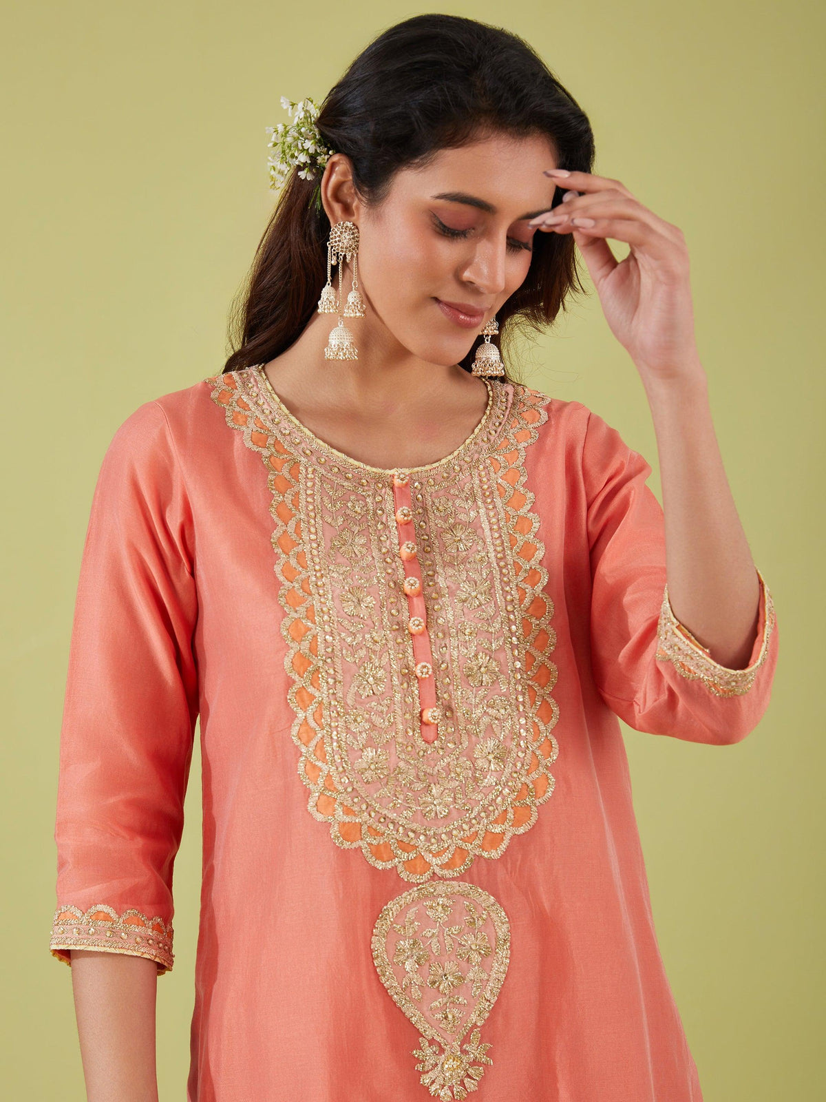 RUST PINK SHORT KURTA WITH PANTS - Preeti s kapoor