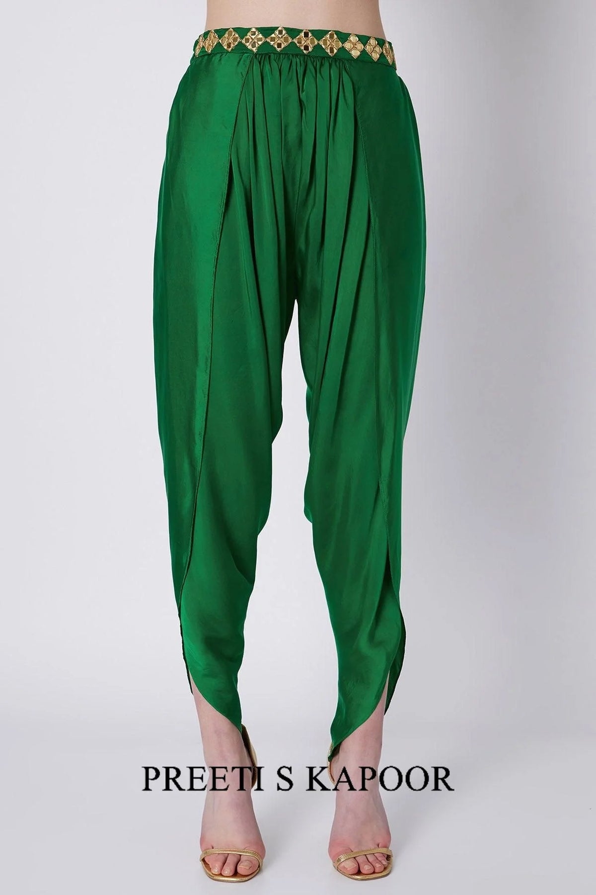 Red & Green Embroidered Dhoti Set - Preeti S Kapoor