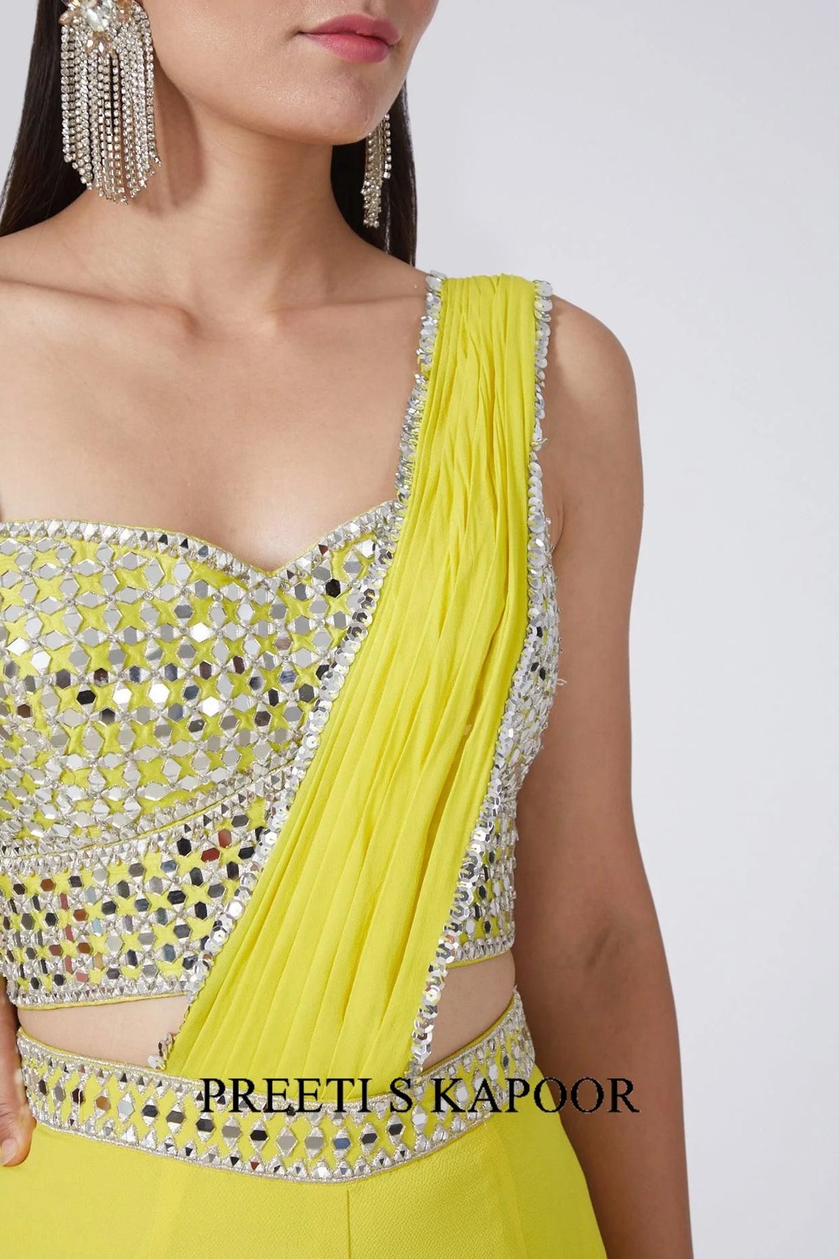 Yellow Embroidered Draped Gharara Set - Preeti S Kapoor