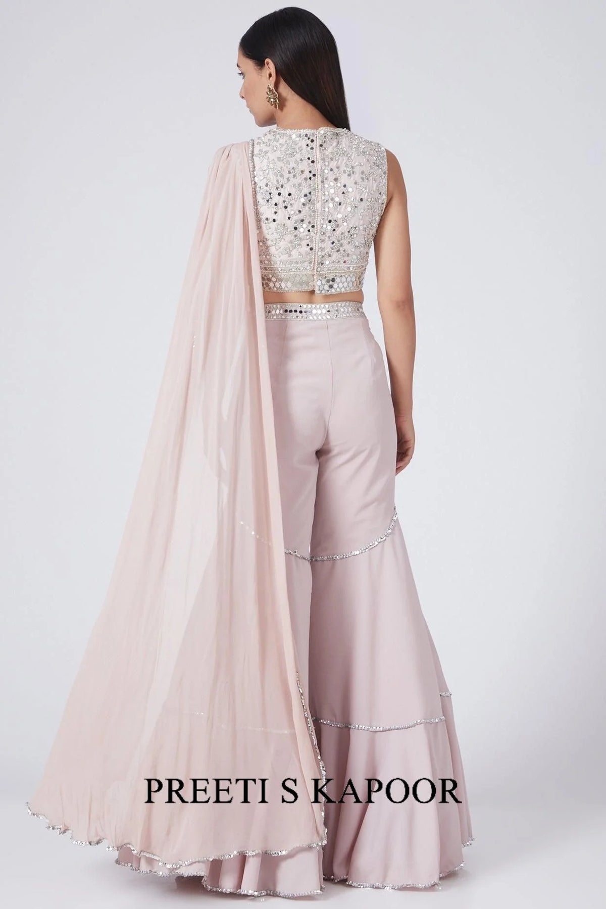 Dusty Pink Draped Gharara Set - Preeti S Kapoor
