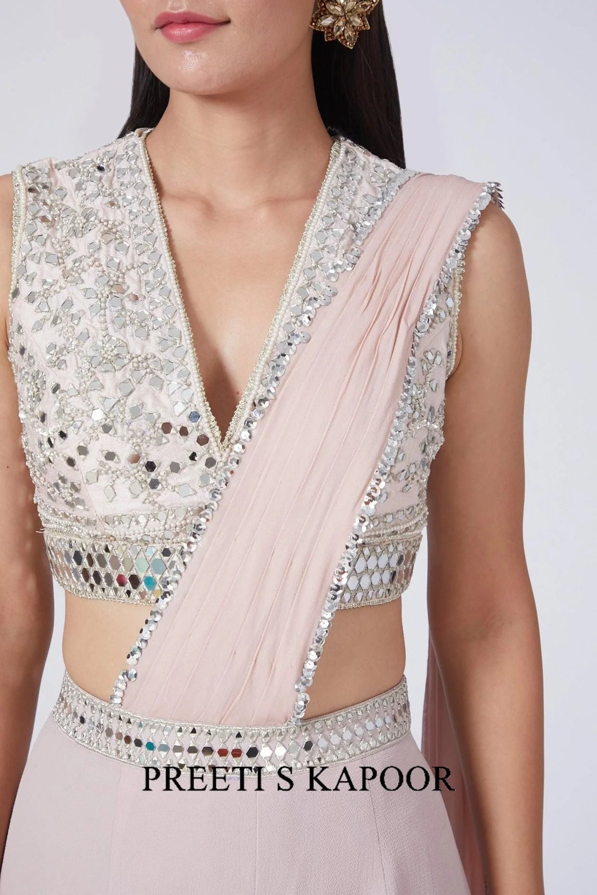 Dusty Pink Draped Gharara Set - Preeti S Kapoor