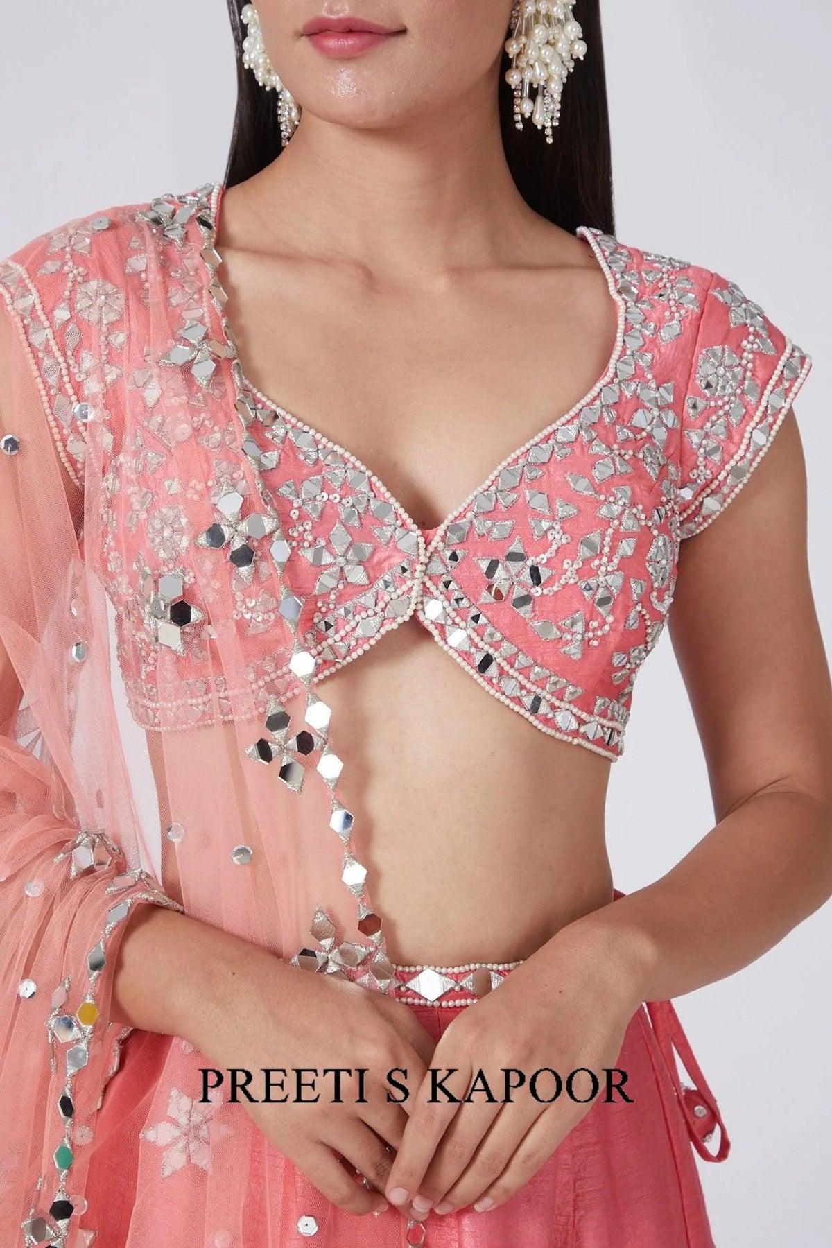 Coral Pink Embroidered Lehenga Set - Preeti S Kapoor