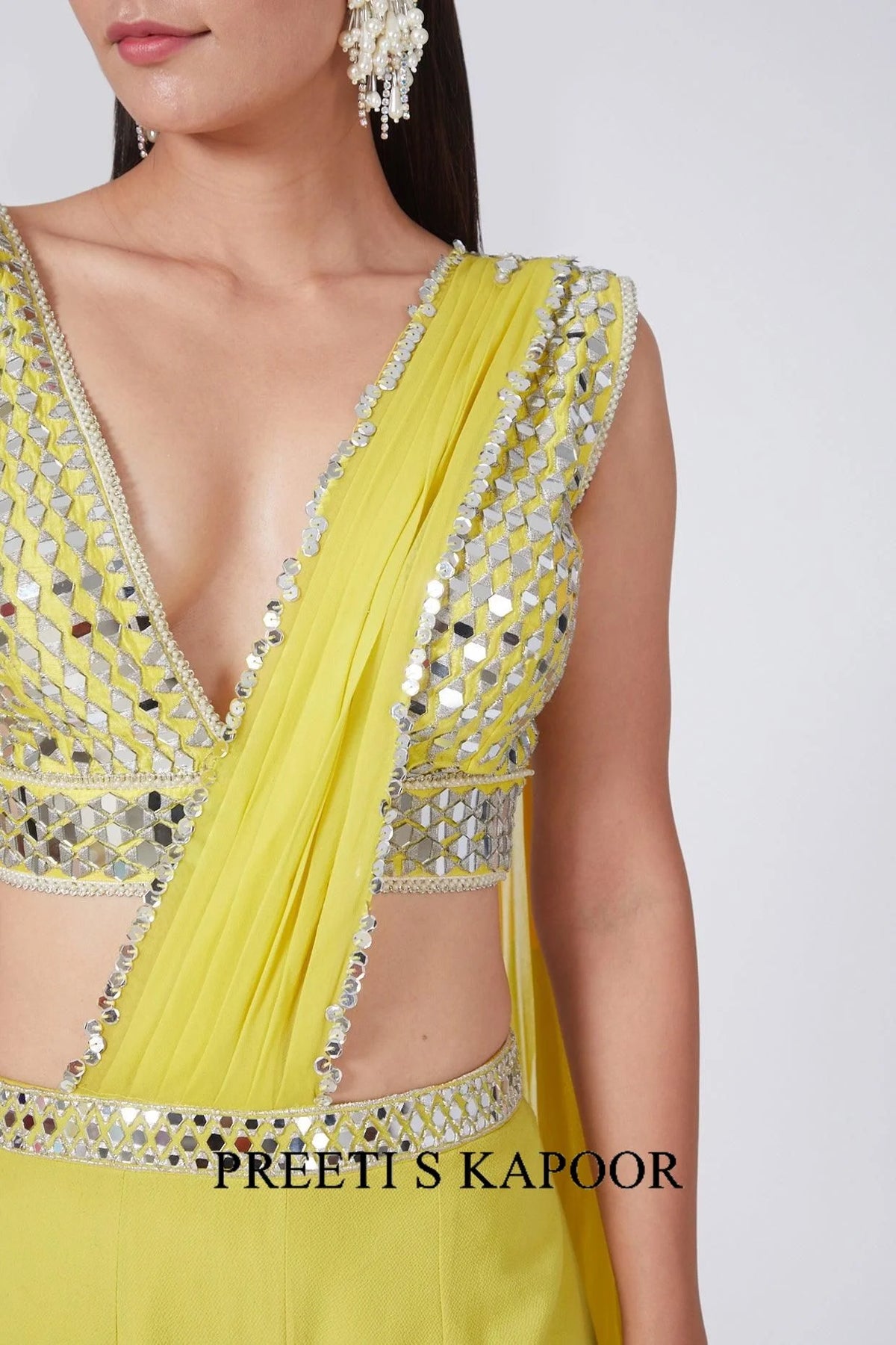 Yellow Embroidered Drape Gharara Set - Preeti S Kapoor