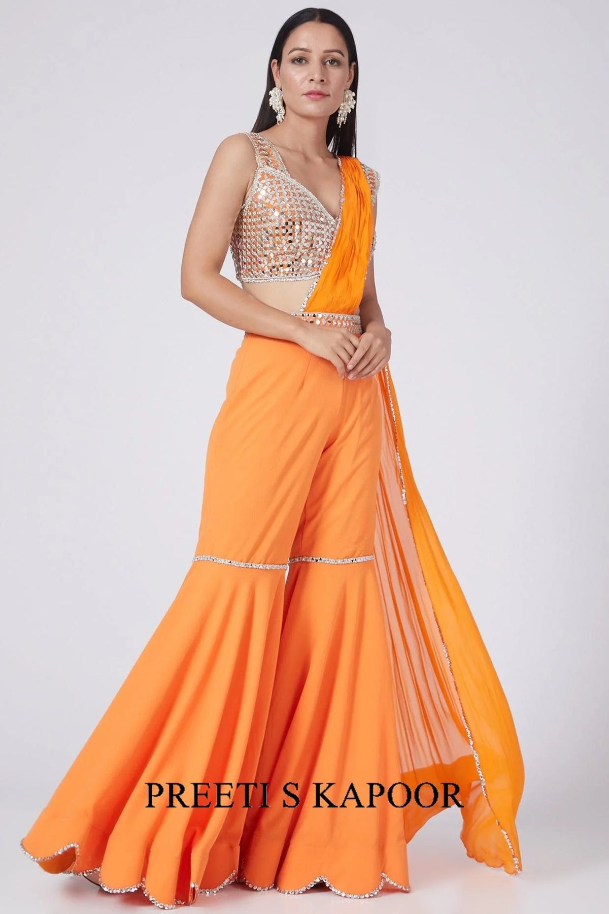 Orange Embroidered Gharara Set -Preeti S Kapoor