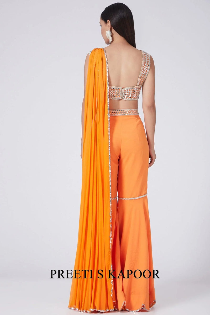 Orange Embroidered Gharara Set -Preeti S Kapoor