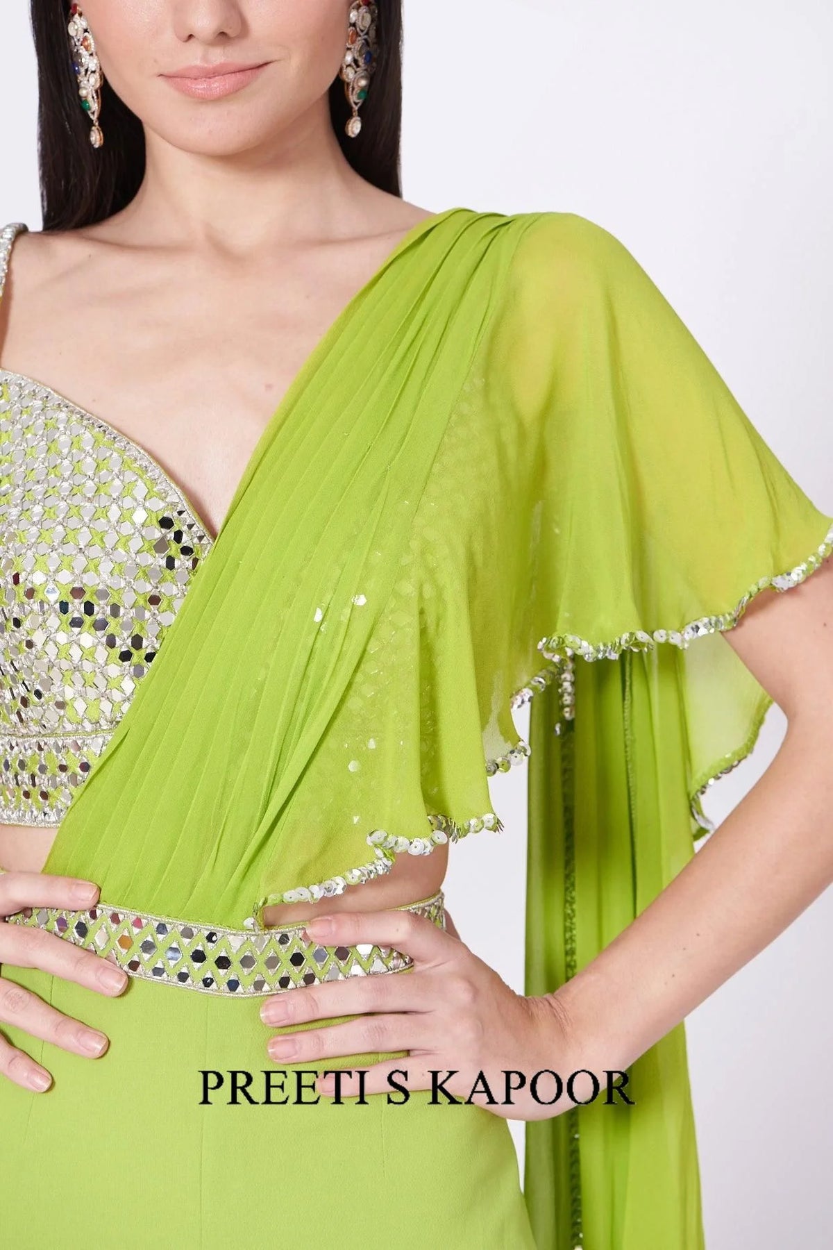 Leaf Green Embroidered Gharara Set - Preeti S Kapoor