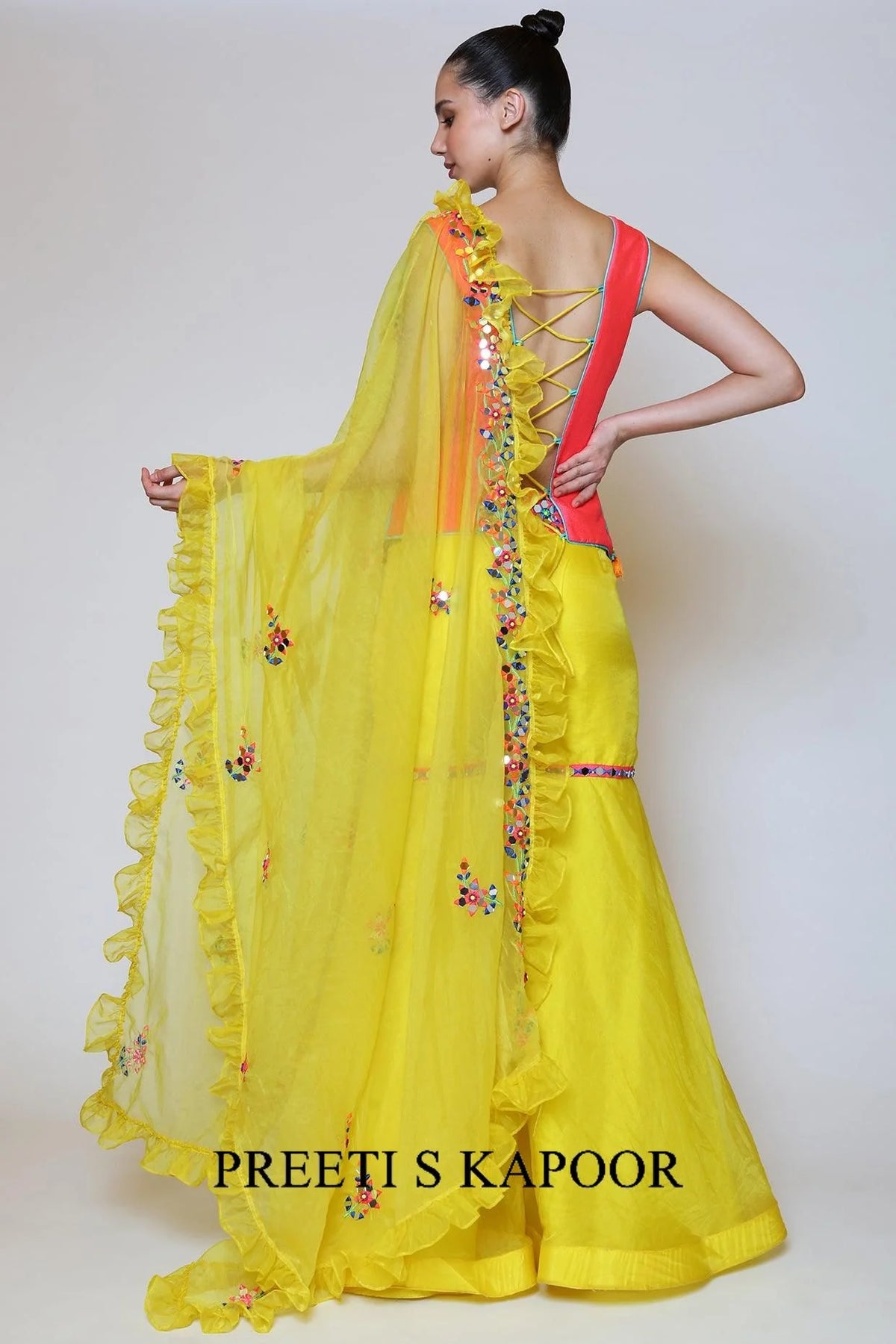 Yellow Gharara Set With Mirror Work - Preeti S Kapoor