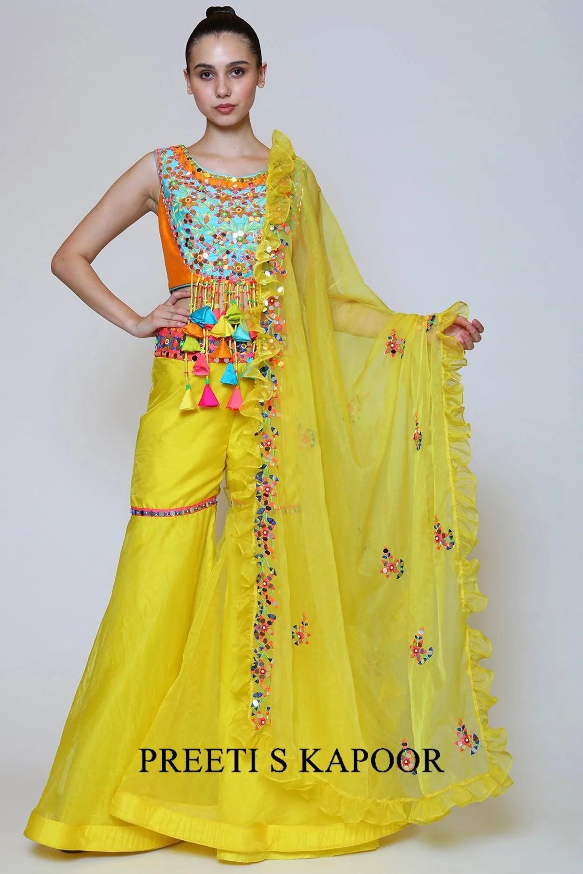 Yellow Organza Gharara Set - Preeti S Kapoor