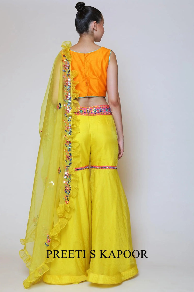 Yellow Organza Gharara Set - Preeti S Kapoor