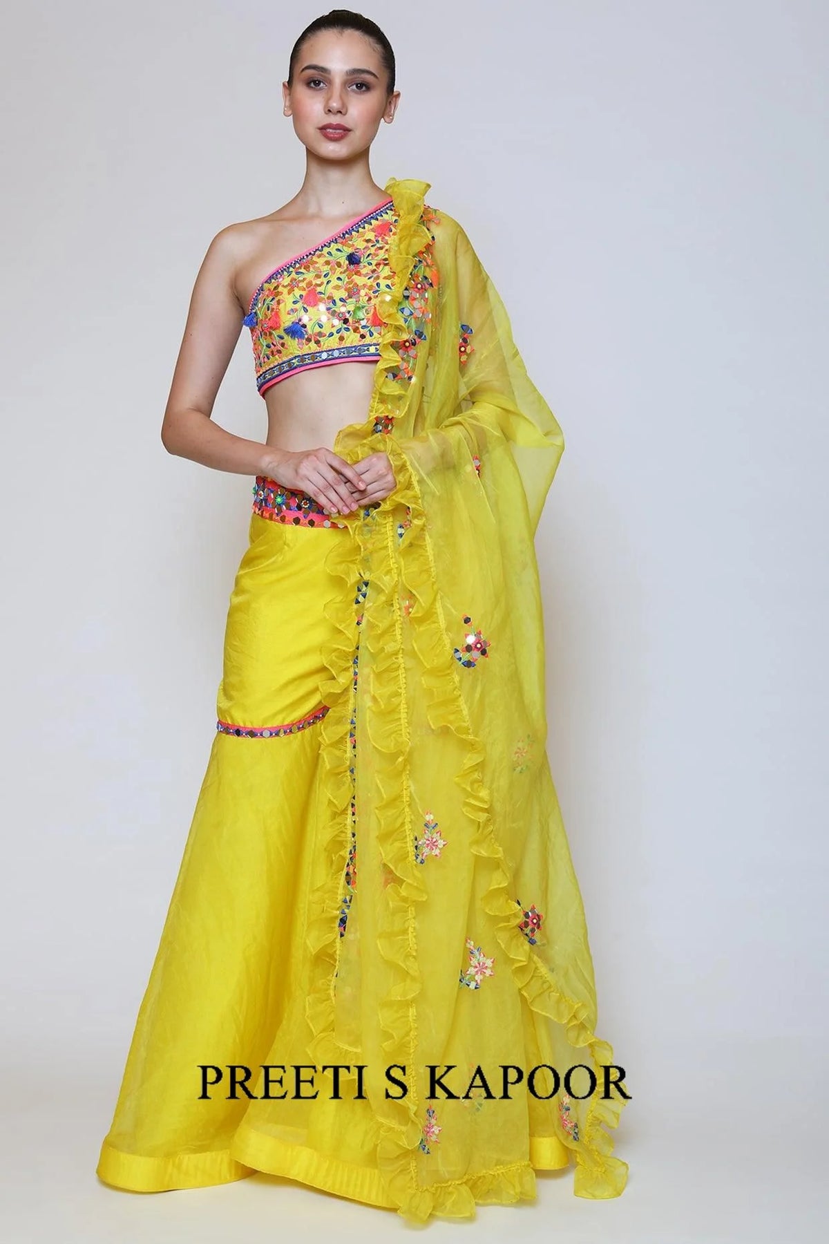 Yellow Blouse In Dupion Base Embroidered Gharara Set - Preeti S Kapoor