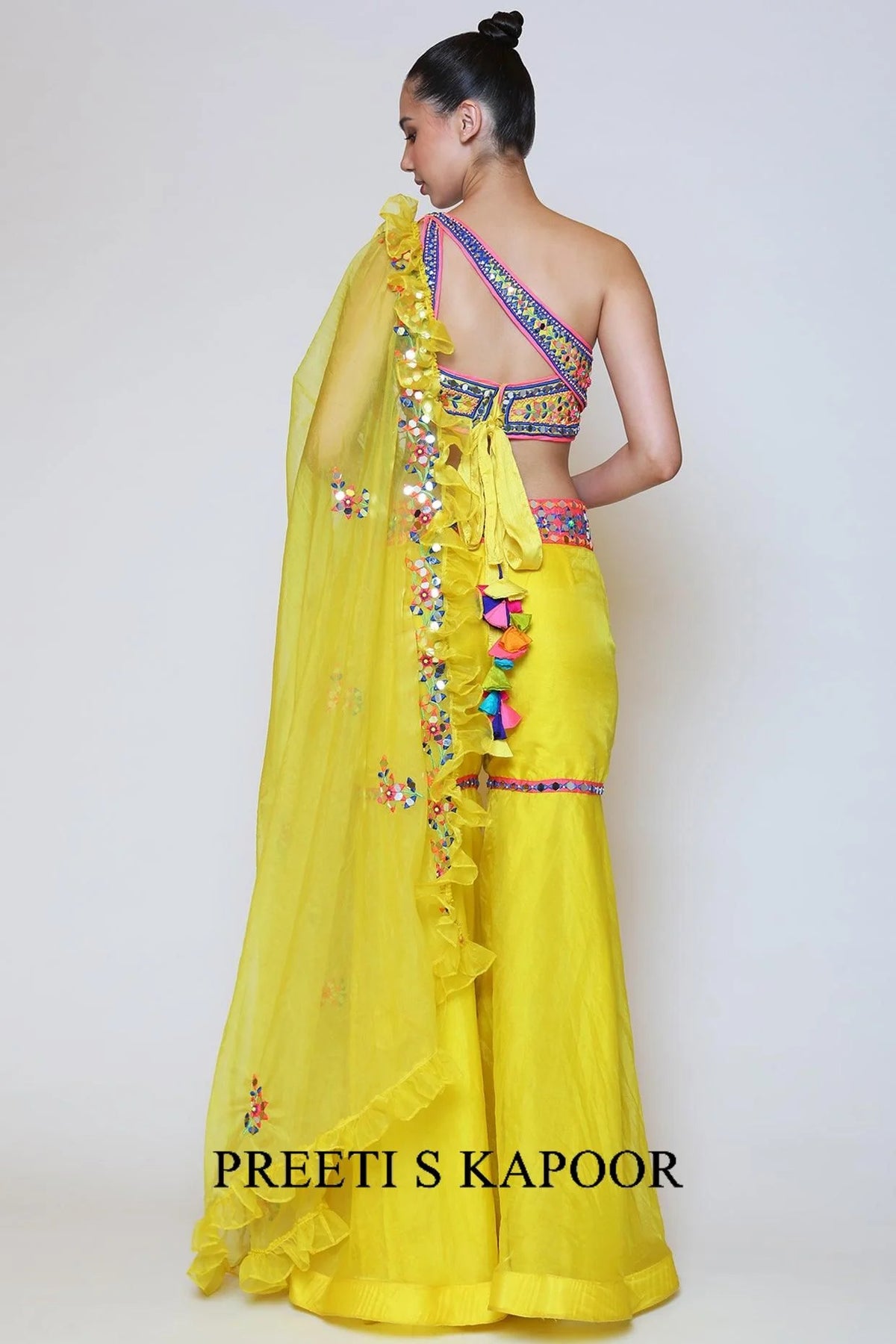 Yellow Blouse In Dupion Base Embroidered Gharara Set - Preeti S Kapoor
