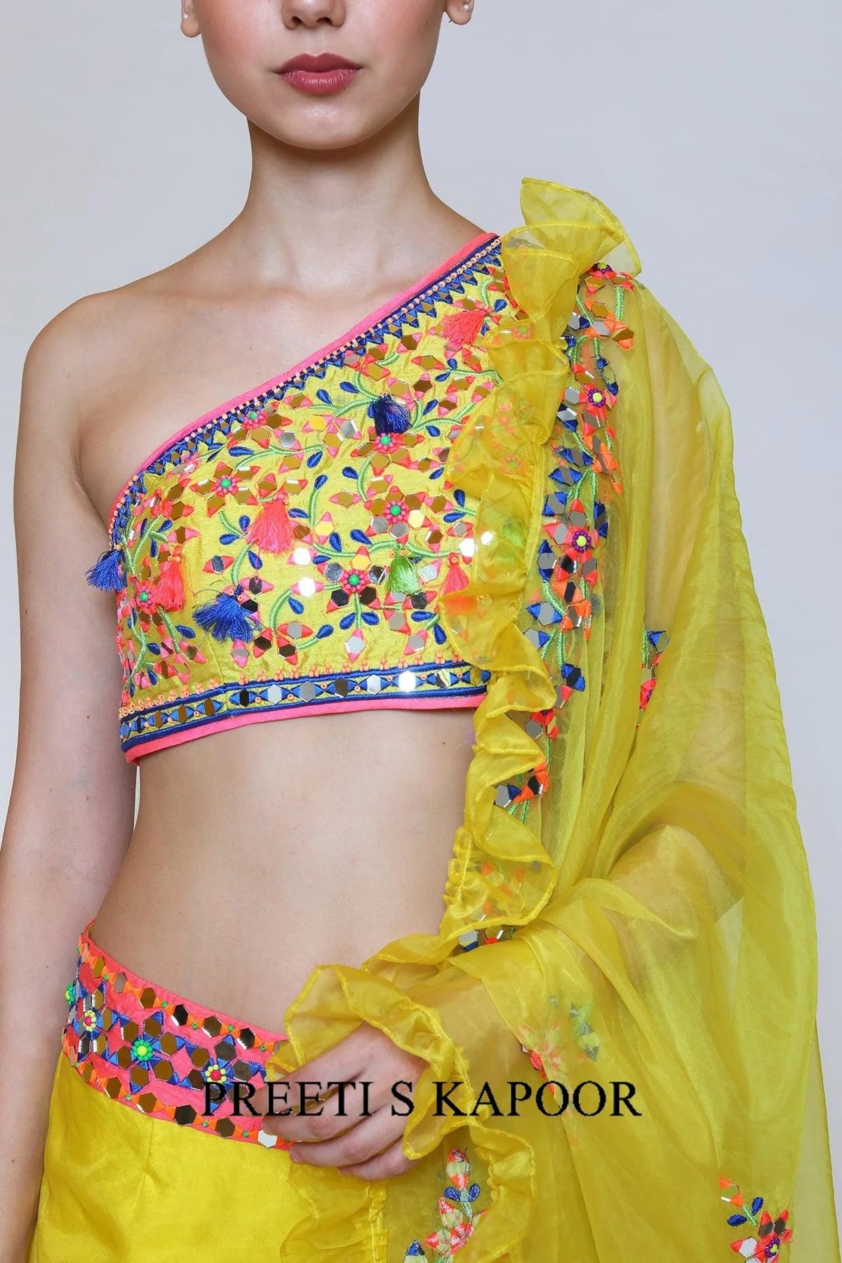 Yellow Blouse In Dupion Base Embroidered Gharara Set - Preeti S Kapoor
