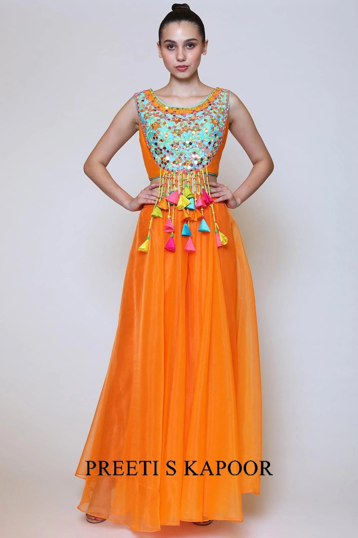 Orange Embroidered Sharara Set - Preeti S Kapoor
