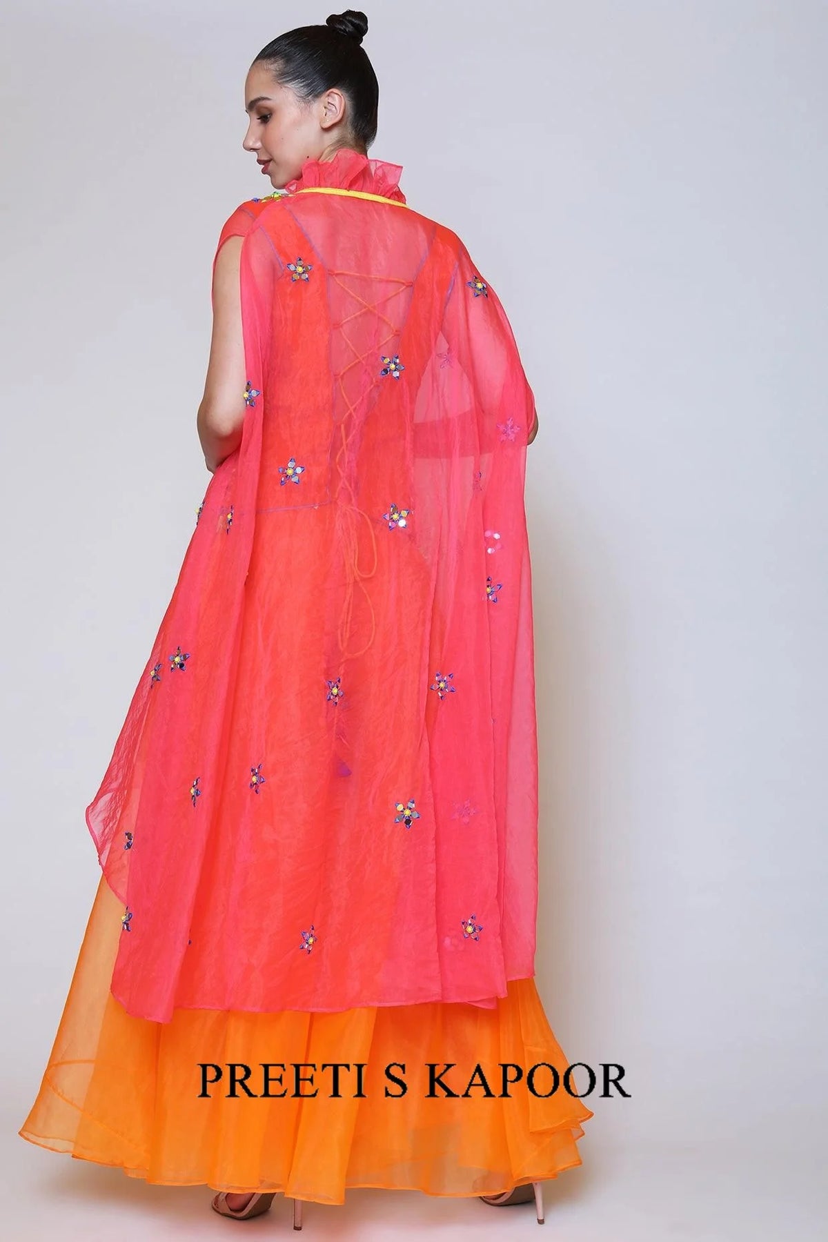 Orange Sharara Set With Mirror Work - Preeti S Kapoor