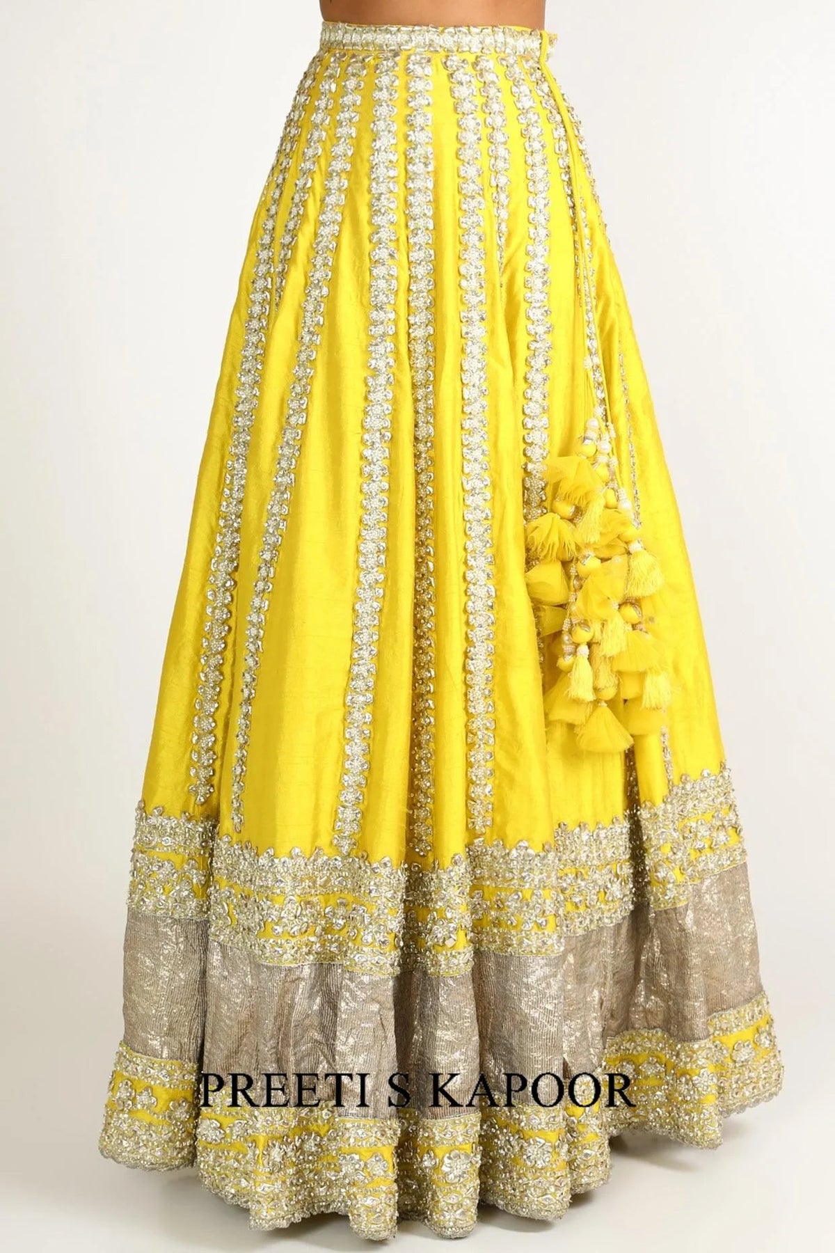 Yellow Dupion Silk Lehenga Set - Preeti S Kapoor