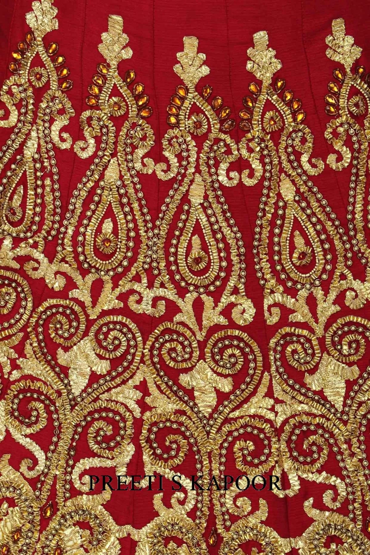 Red And Gold Embroidered Lehenga Set - Preeti S Kapoor