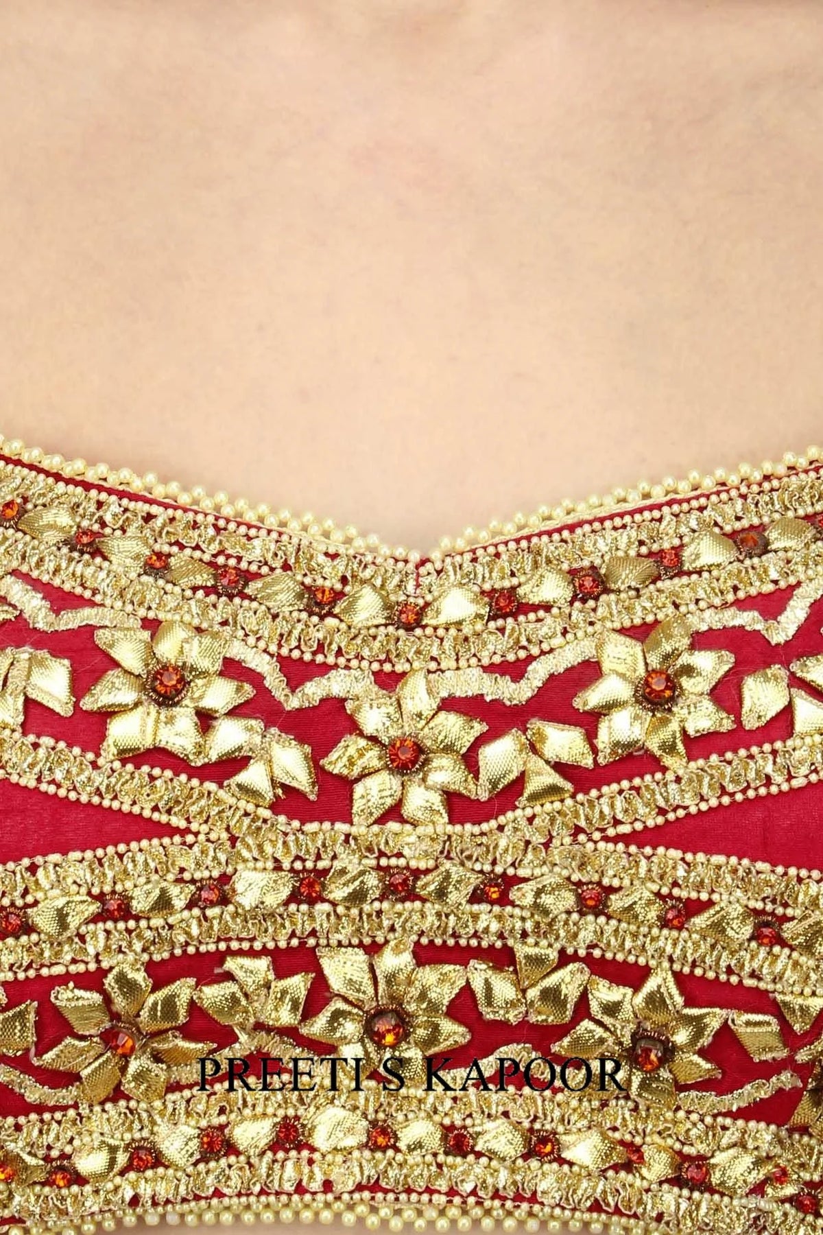 Red And Gold Embroidered Lehenga Set - Preeti S Kapoor