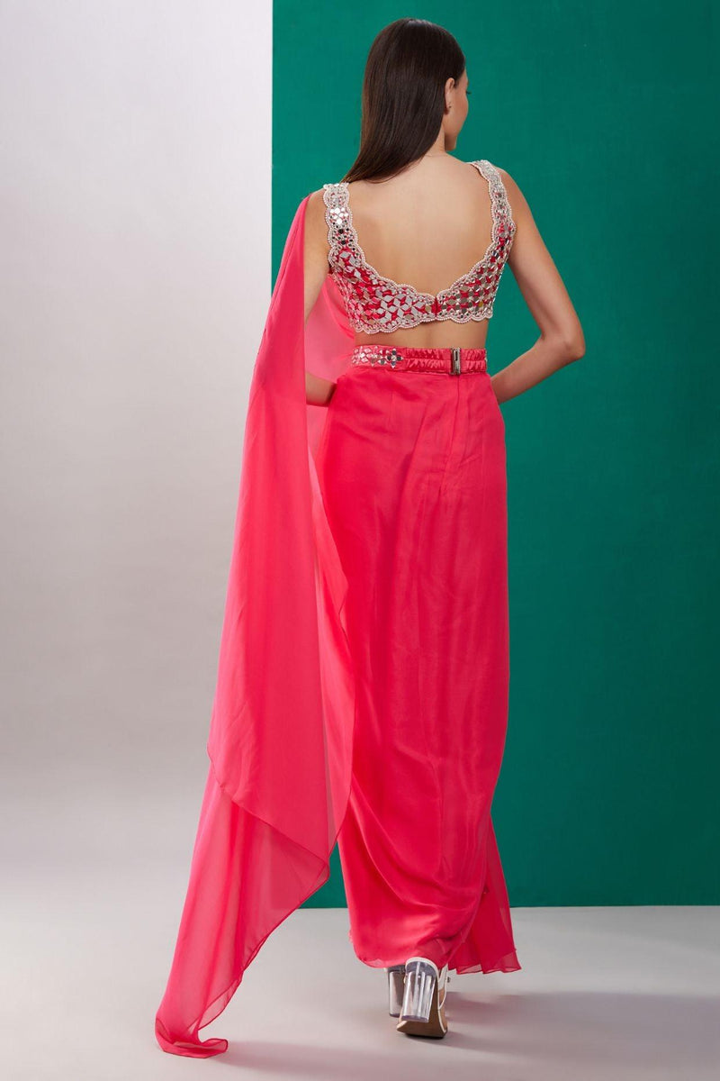 Pink Mirror Drape Saree - Preeti s kapoor
